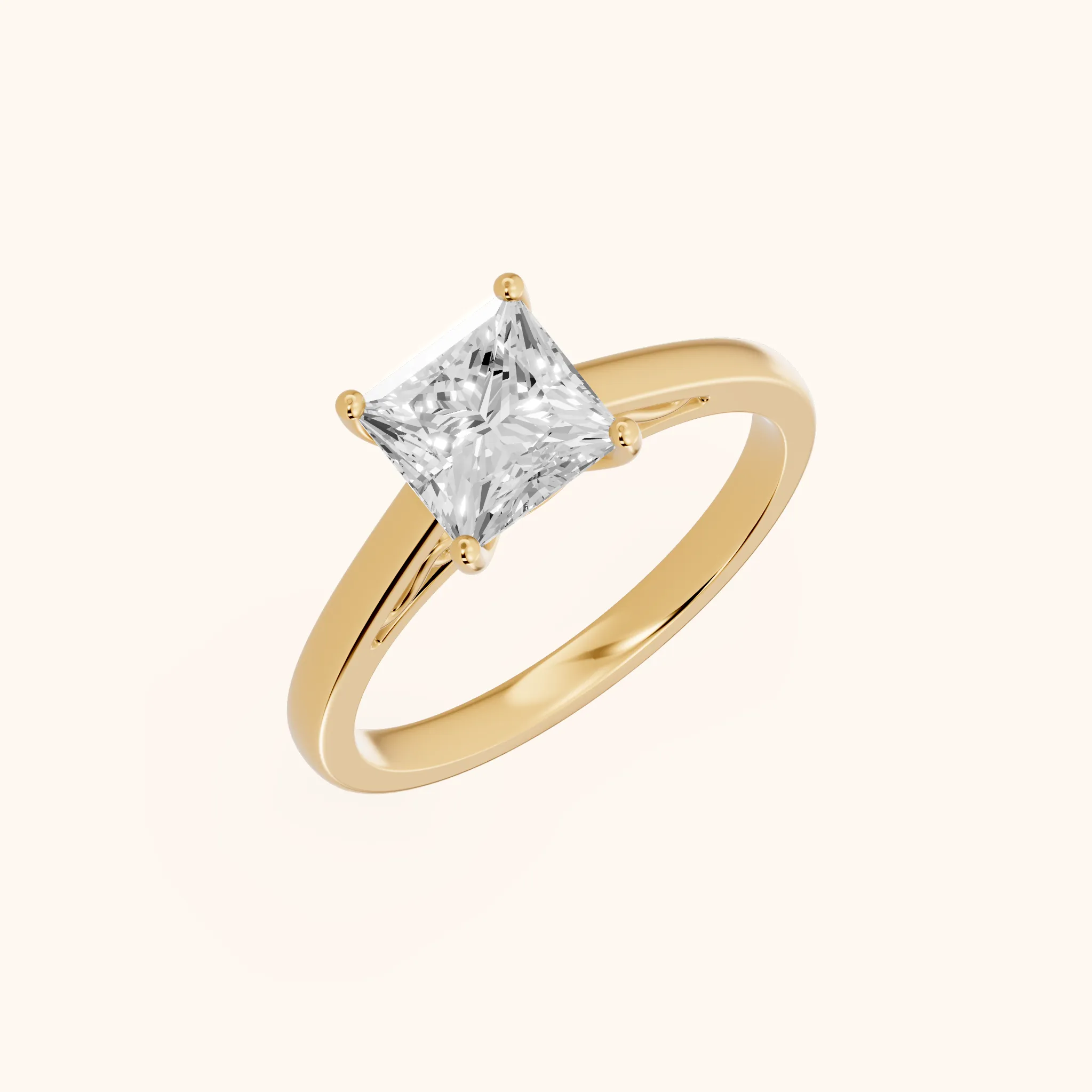 Iris Vintage Princess Diamond Engagement Ring in Yellow Gold