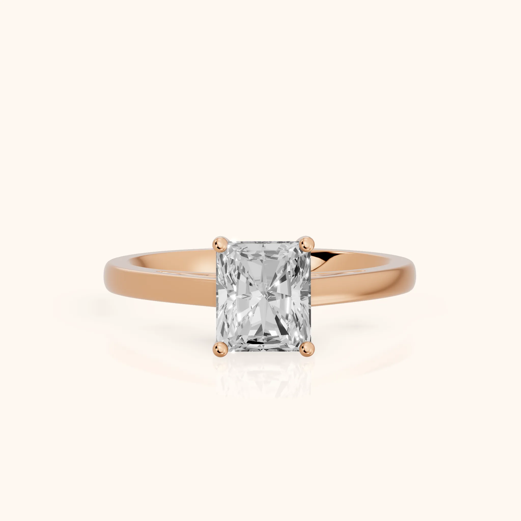 Iris Vintage Radiant Diamond Engagement Ring in Rose Gold — view 1
