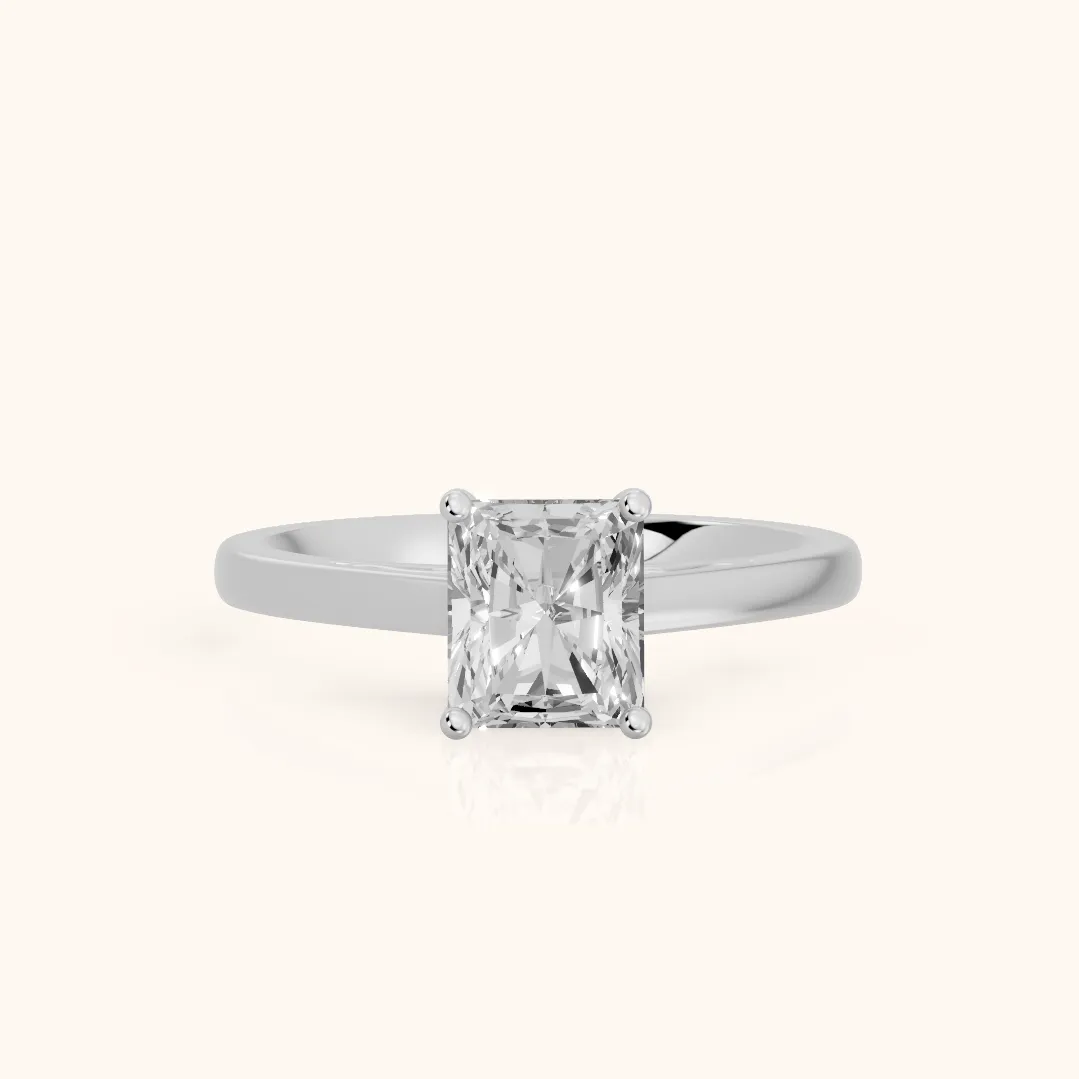 Iris Vintage Radiant Diamond Engagement Ring in Silver