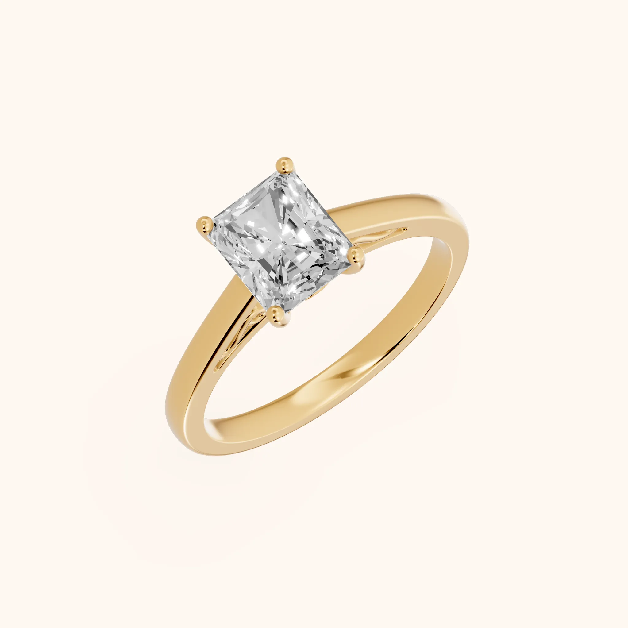 Iris Vintage Radiant Diamond Engagement Ring in Yellow Gold