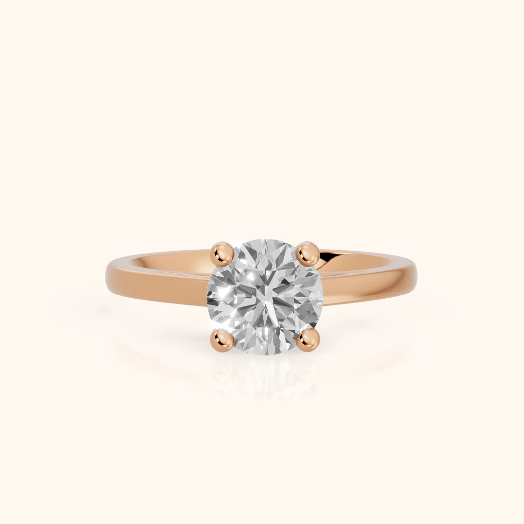 Iris Vintage Round Diamond Engagement Ring in Rose Gold — view 2