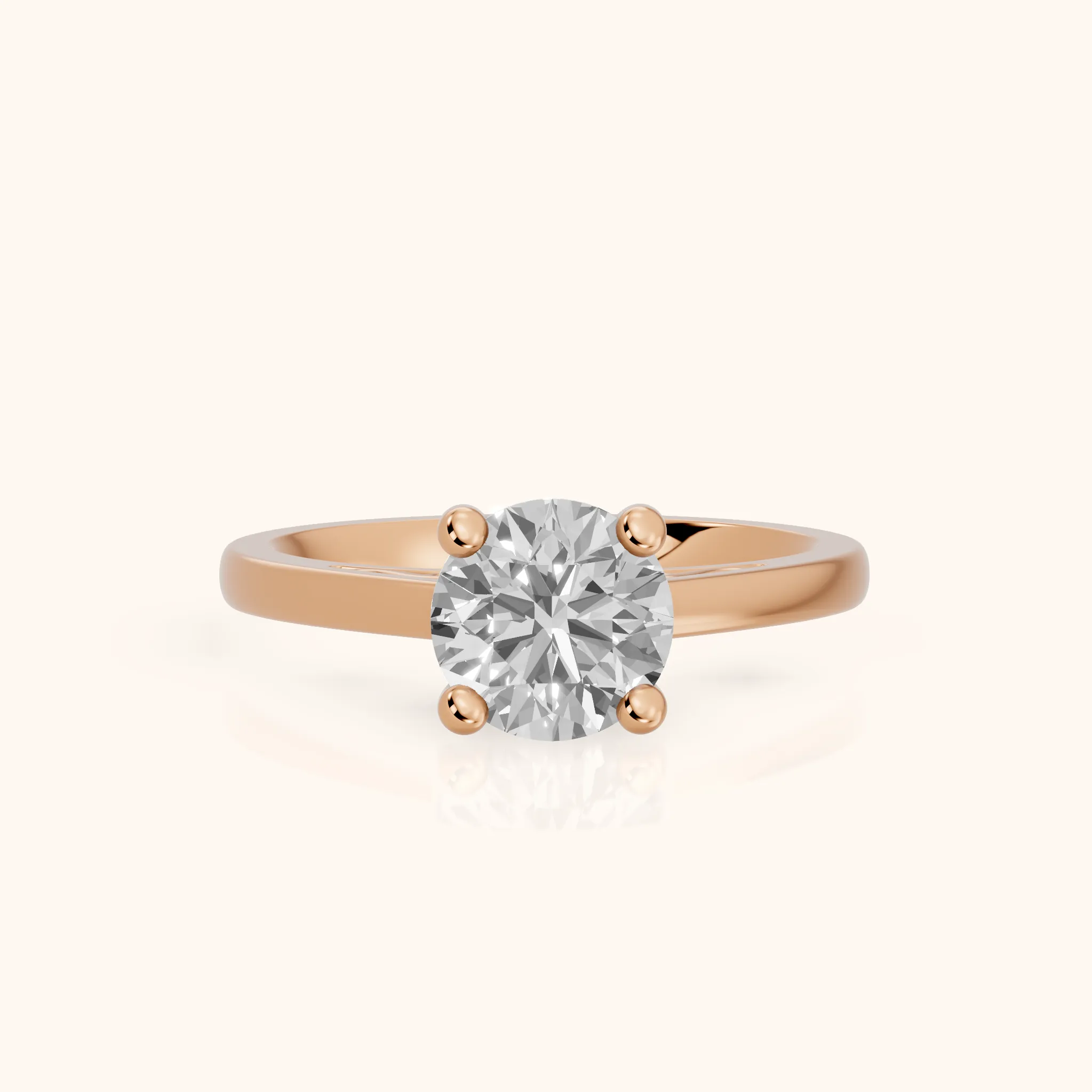 Iris Vintage Round Diamond Engagement Ring in Rose Gold — view 1