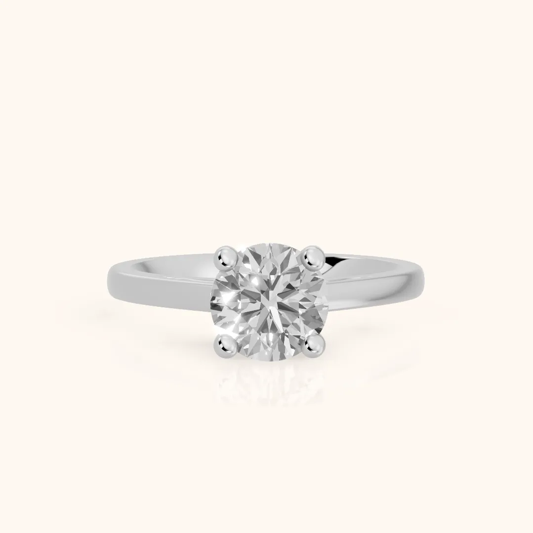 Iris Vintage Round Diamond Engagement Ring in Silver — view 2