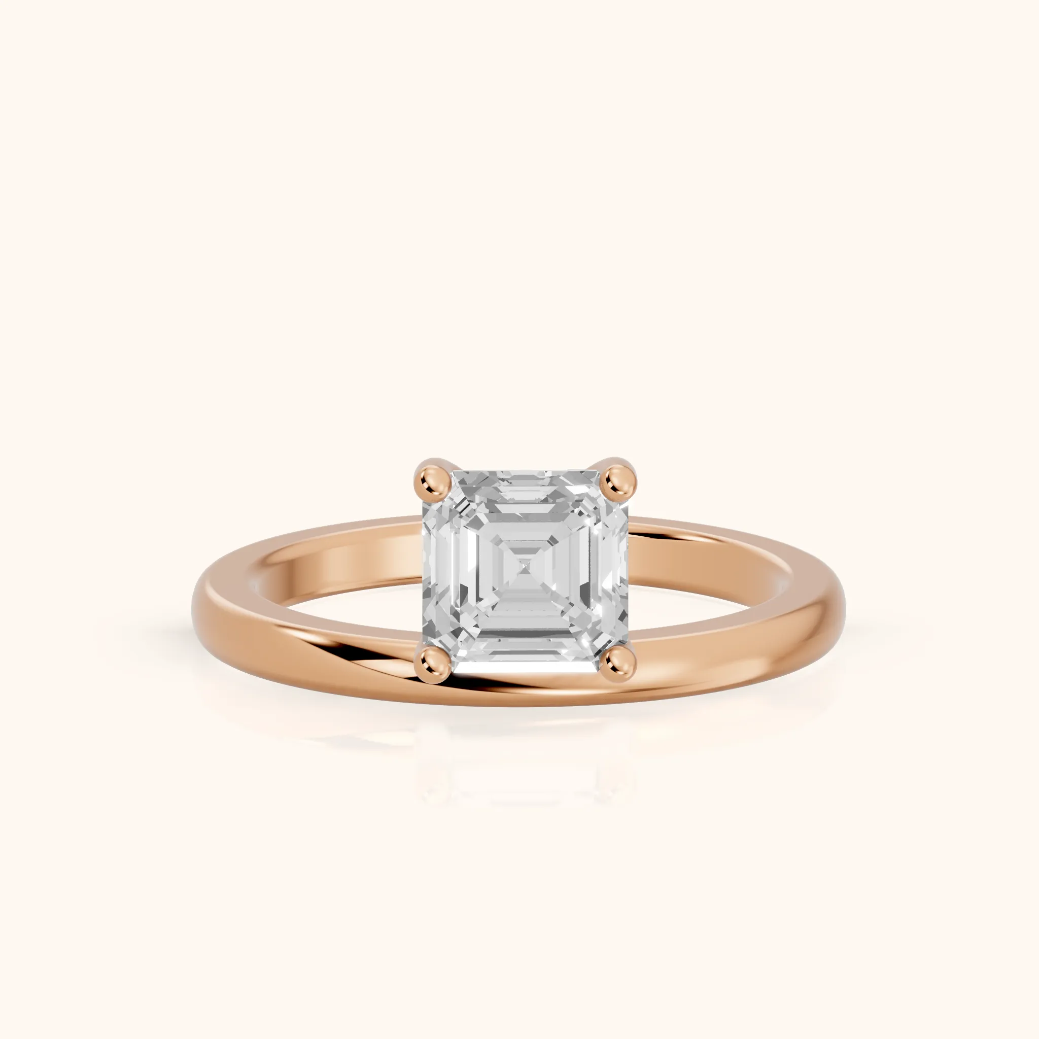 Maisie Four Prong Solitaire Asscher Diamond Engagement Ring in Rose Gold — view 1