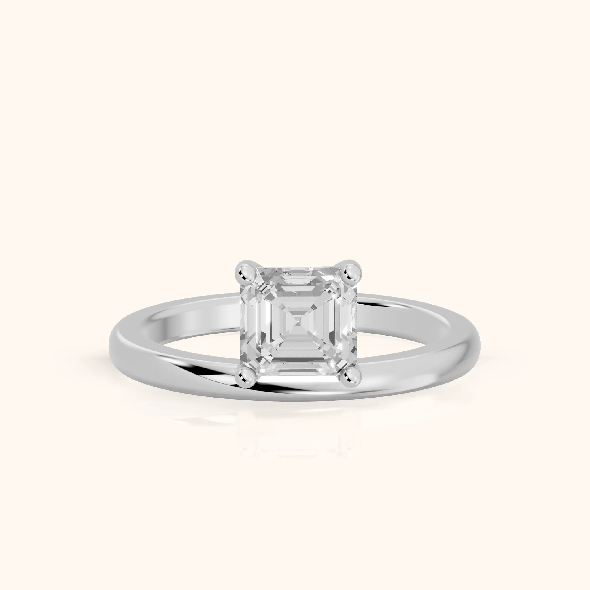 Maisie Four Prong Solitaire Asscher Diamond Engagement Ring in White Gold — view 1