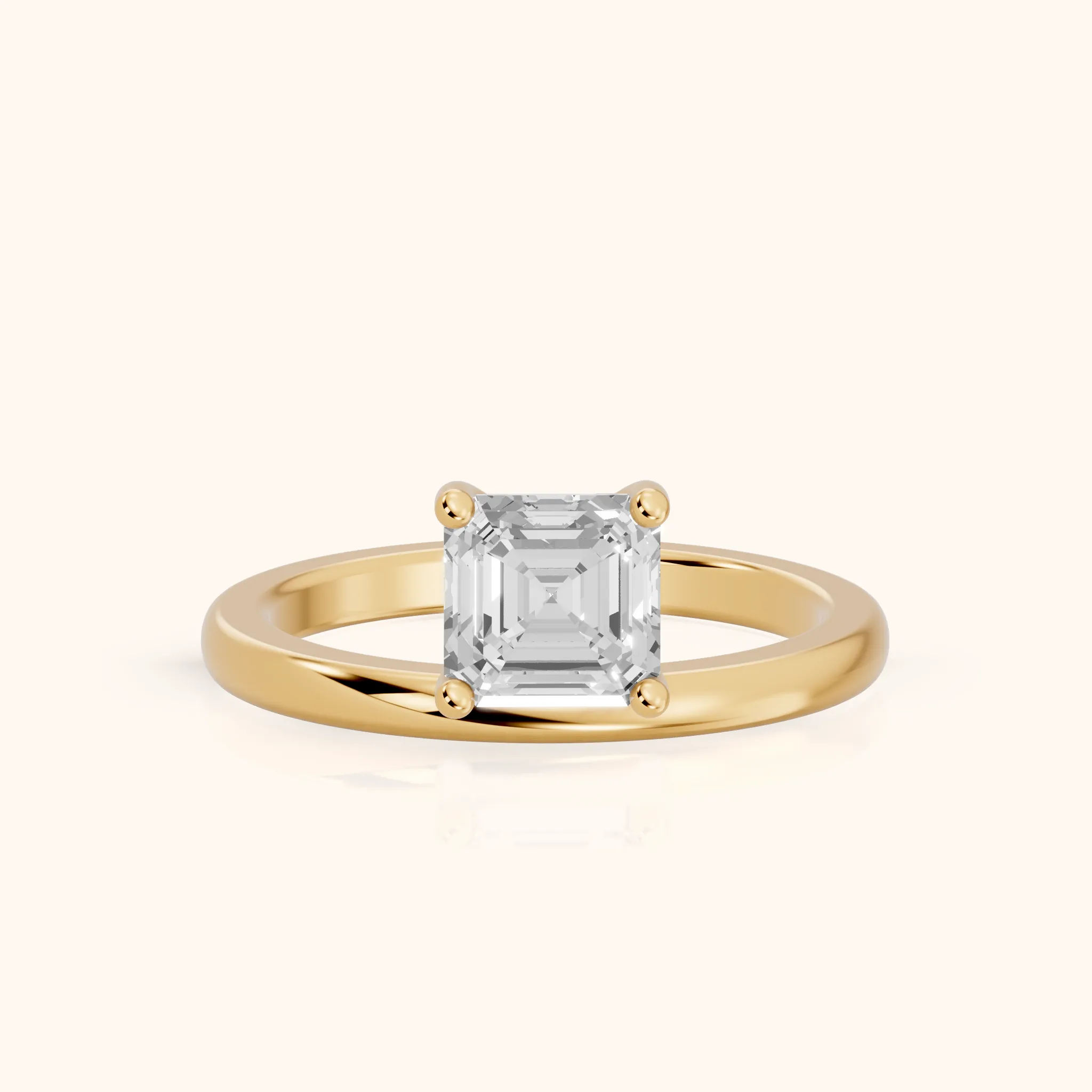 Maisie Four Prong Solitaire Asscher Diamond Engagement Ring in Yellow Gold — view 1