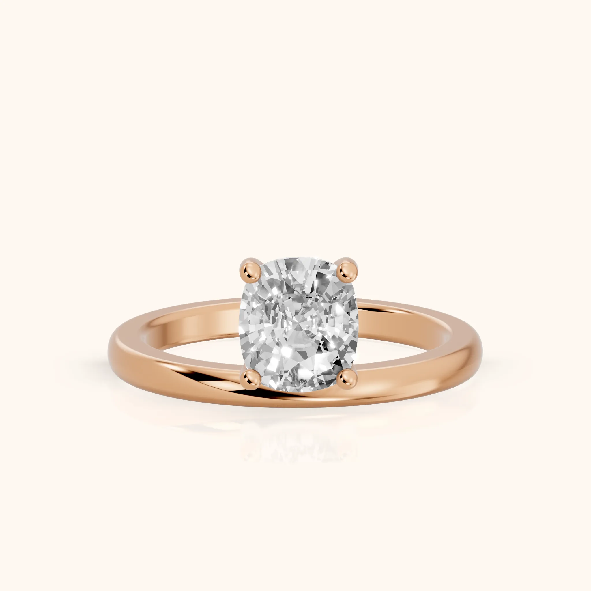 Maisie Four Prong Solitaire Cushion Diamond Engagement Ring in Rose Gold — view 1