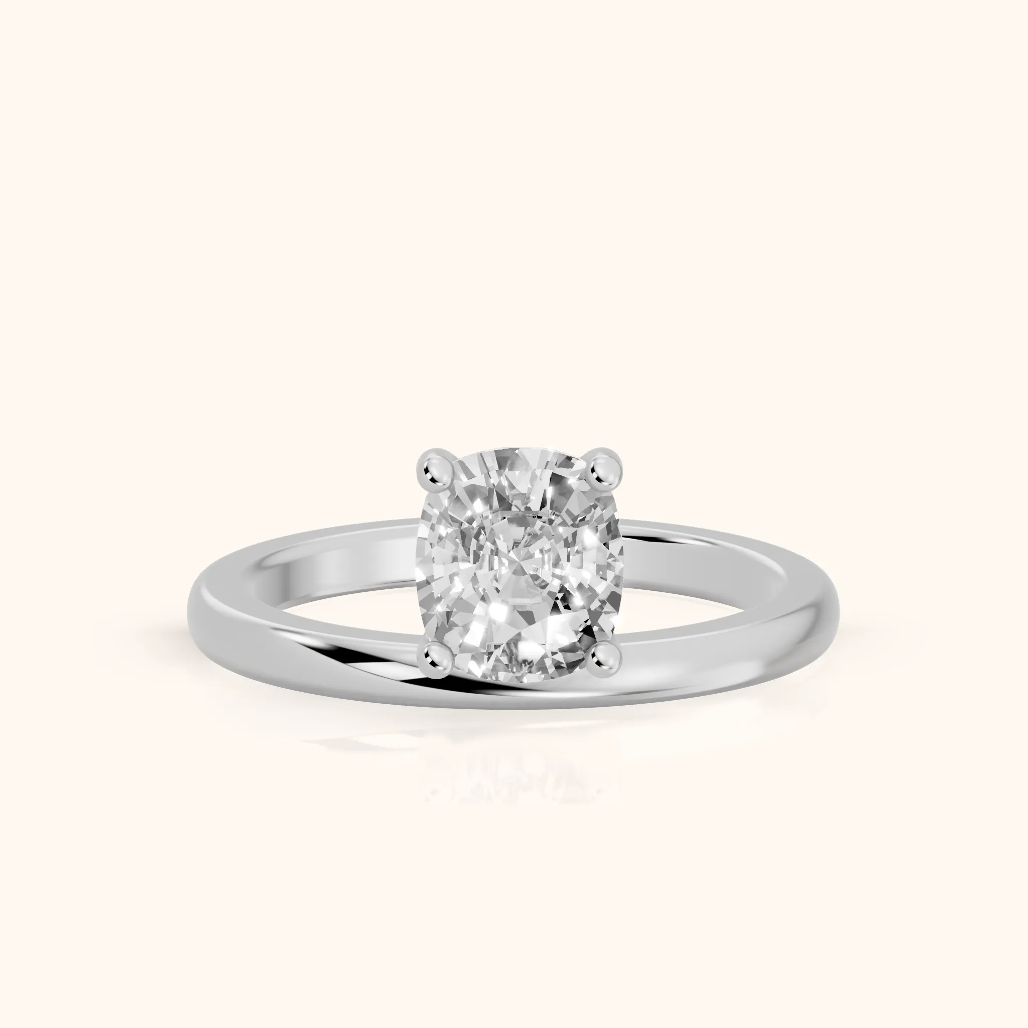 Maisie Four Prong Solitaire Cushion Diamond Engagement Ring in White Gold — view 1