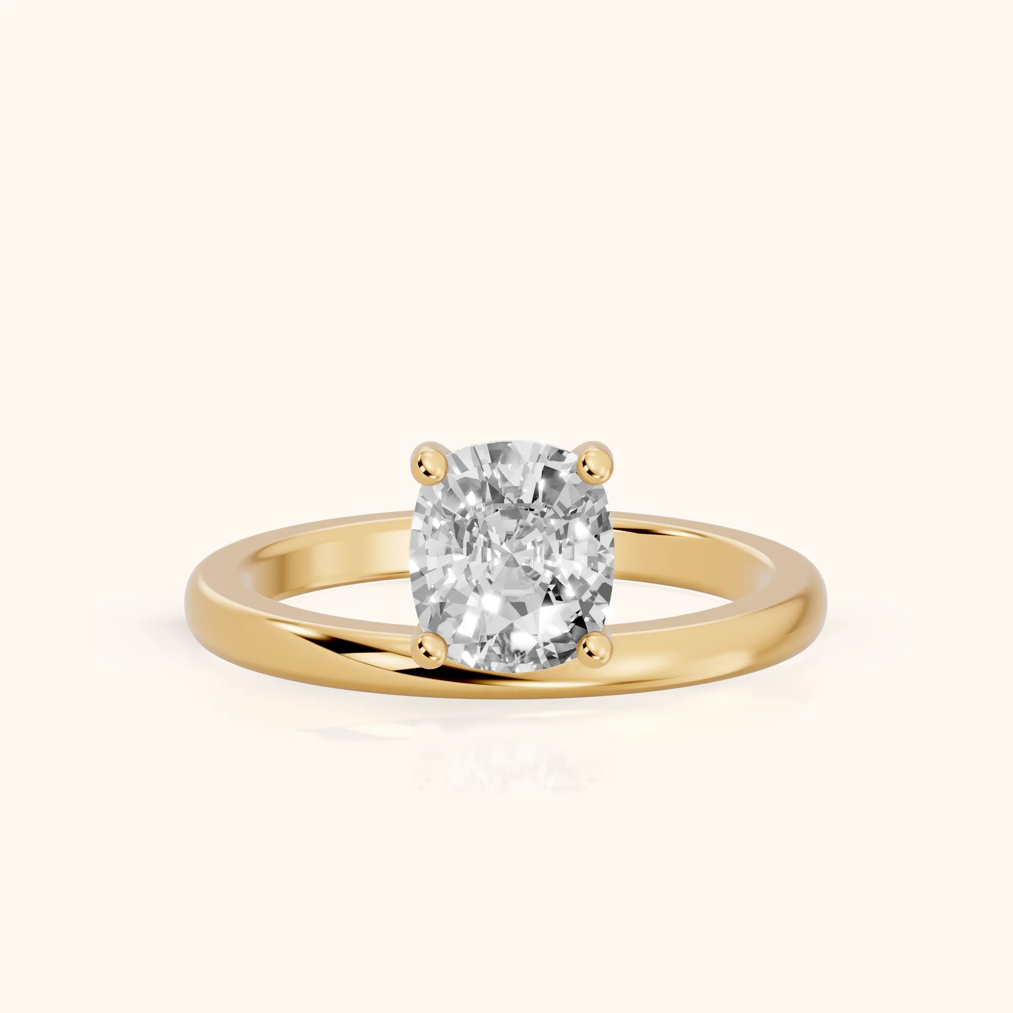 Maisie Four Prong Solitaire Cushion Diamond Engagement Ring in Yellow Gold — view 1