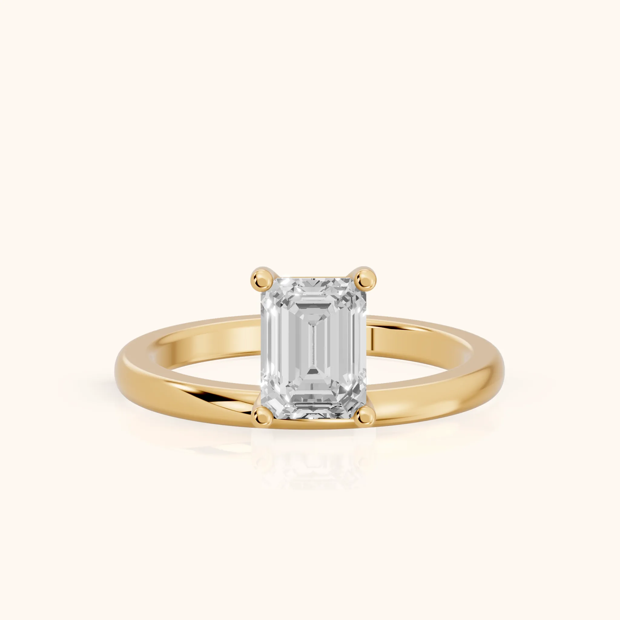Maisie Four Prong Solitaire Emerald Diamond Engagement Ring in Yellow Gold — view 1