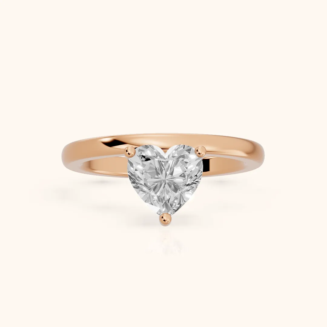 Maisie Four Prong Solitaire Heart Diamond Engagement Ring in Rose Gold — view 2