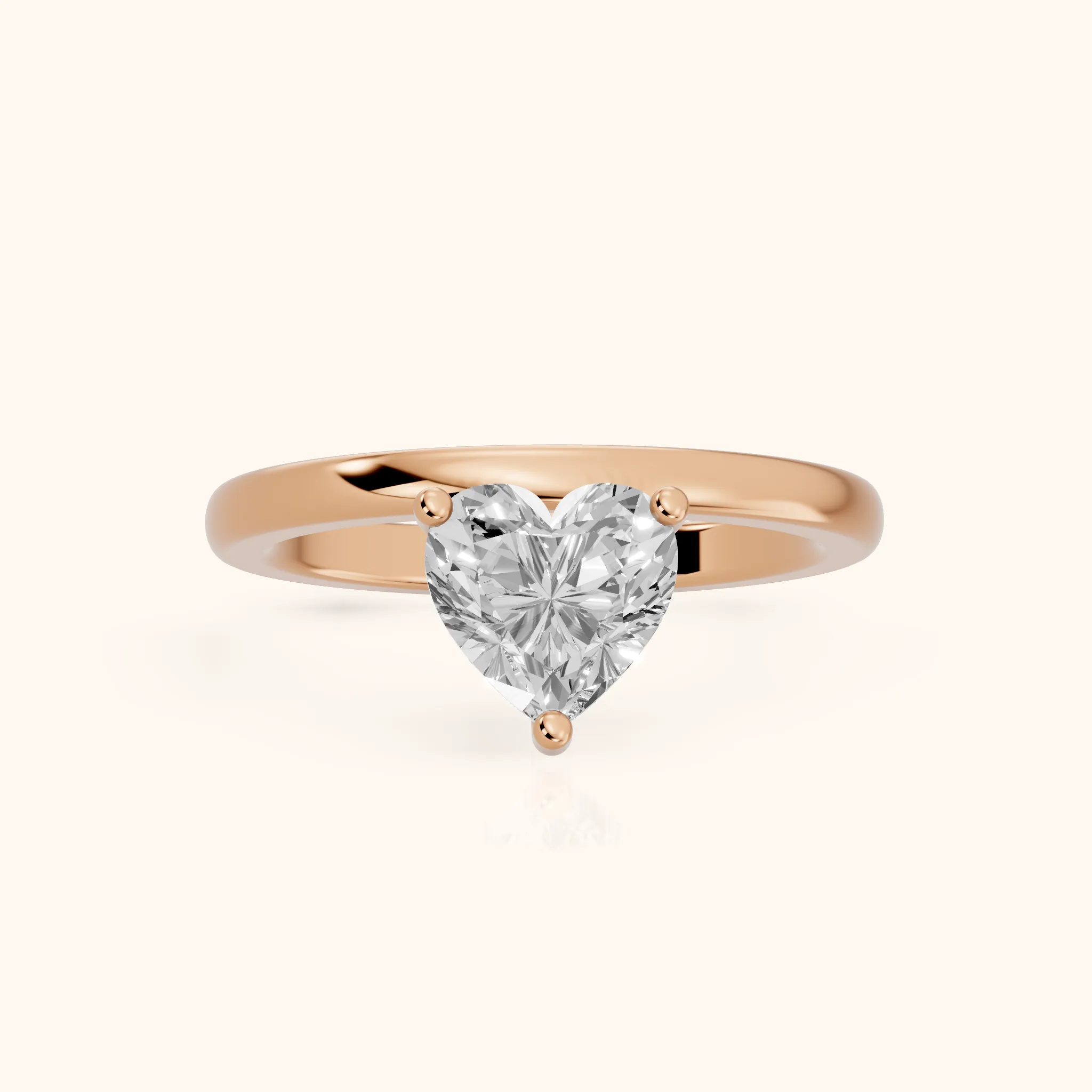 Maisie Four Prong Solitaire Heart Diamond Engagement Ring in Rose Gold — view 1