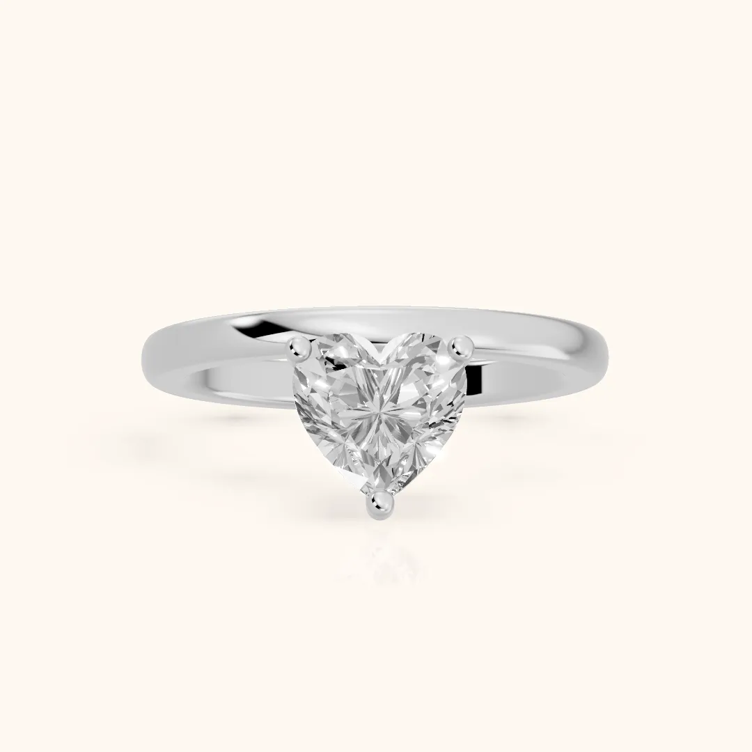 Maisie Four Prong Solitaire Heart Diamond Engagement Ring in White Gold — view 2