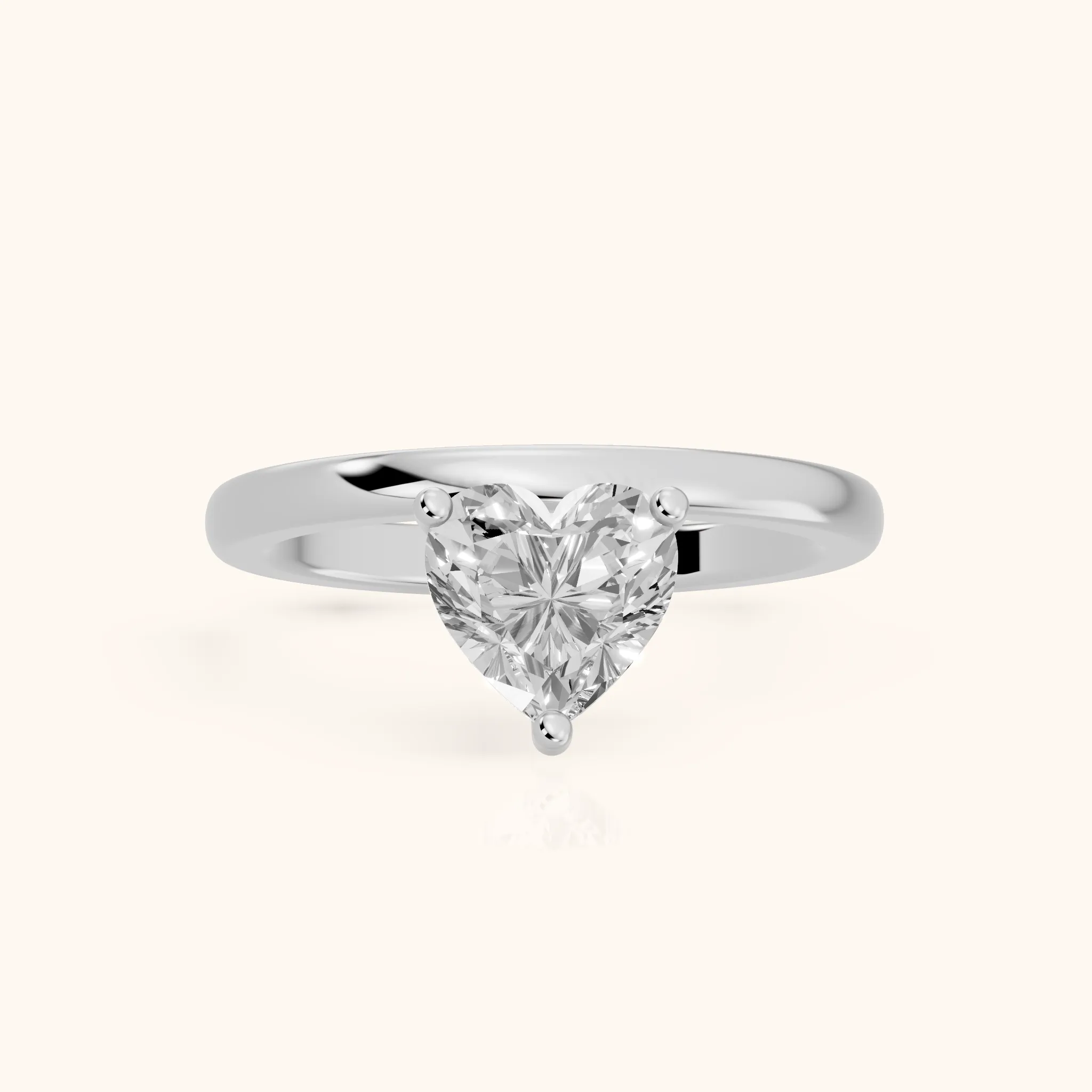Maisie Four Prong Solitaire Heart Diamond Engagement Ring in White Gold — view 1