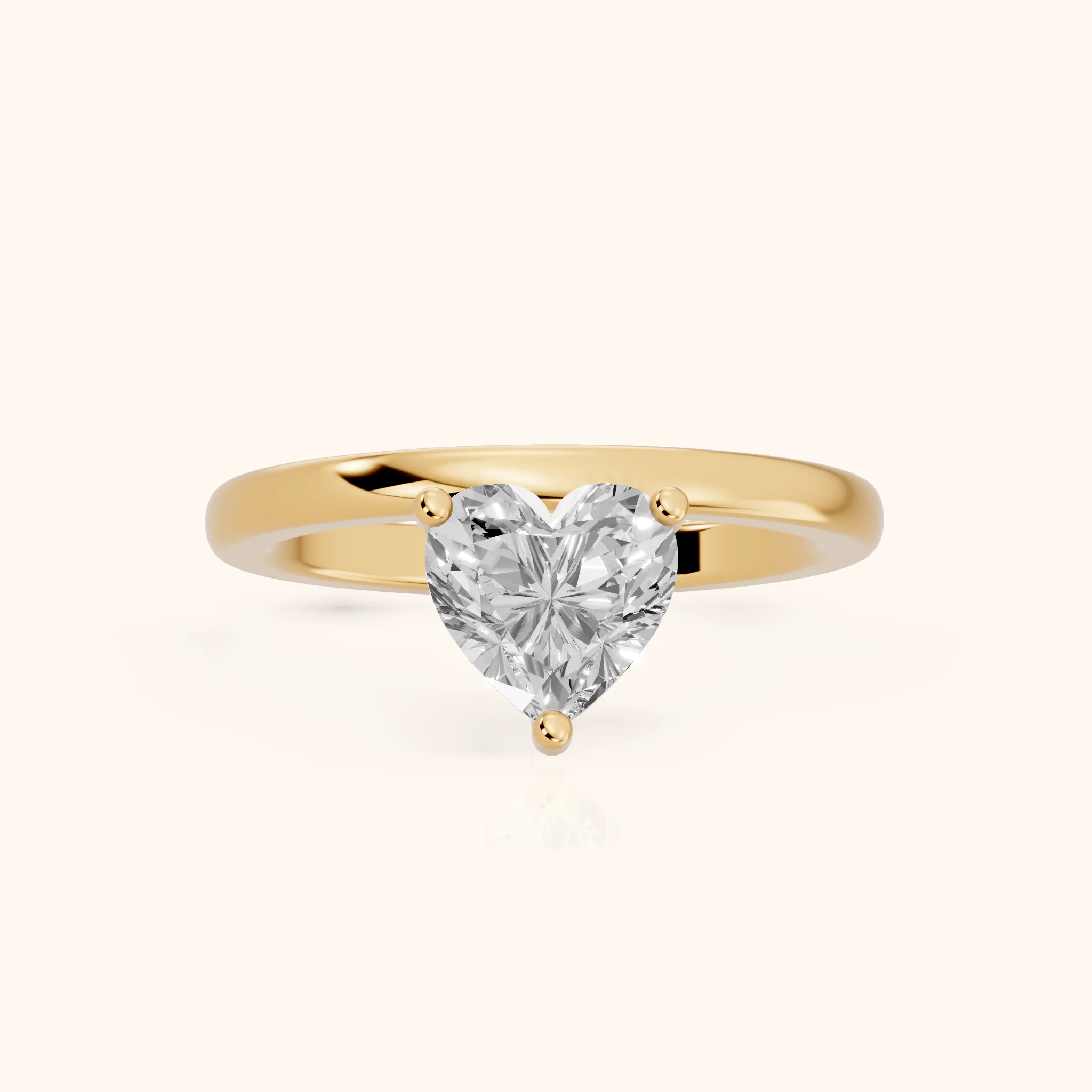 Maisie Four Prong Solitaire Heart Diamond Engagement Ring in Yellow Gold — view 1