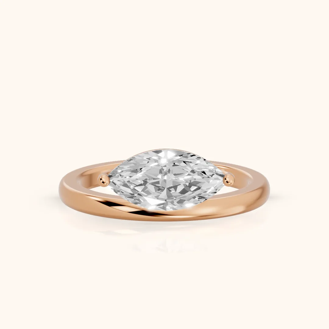Maisie Four Prong Solitaire Marquise Diamond Engagement Ring in Rose Gold — view 2