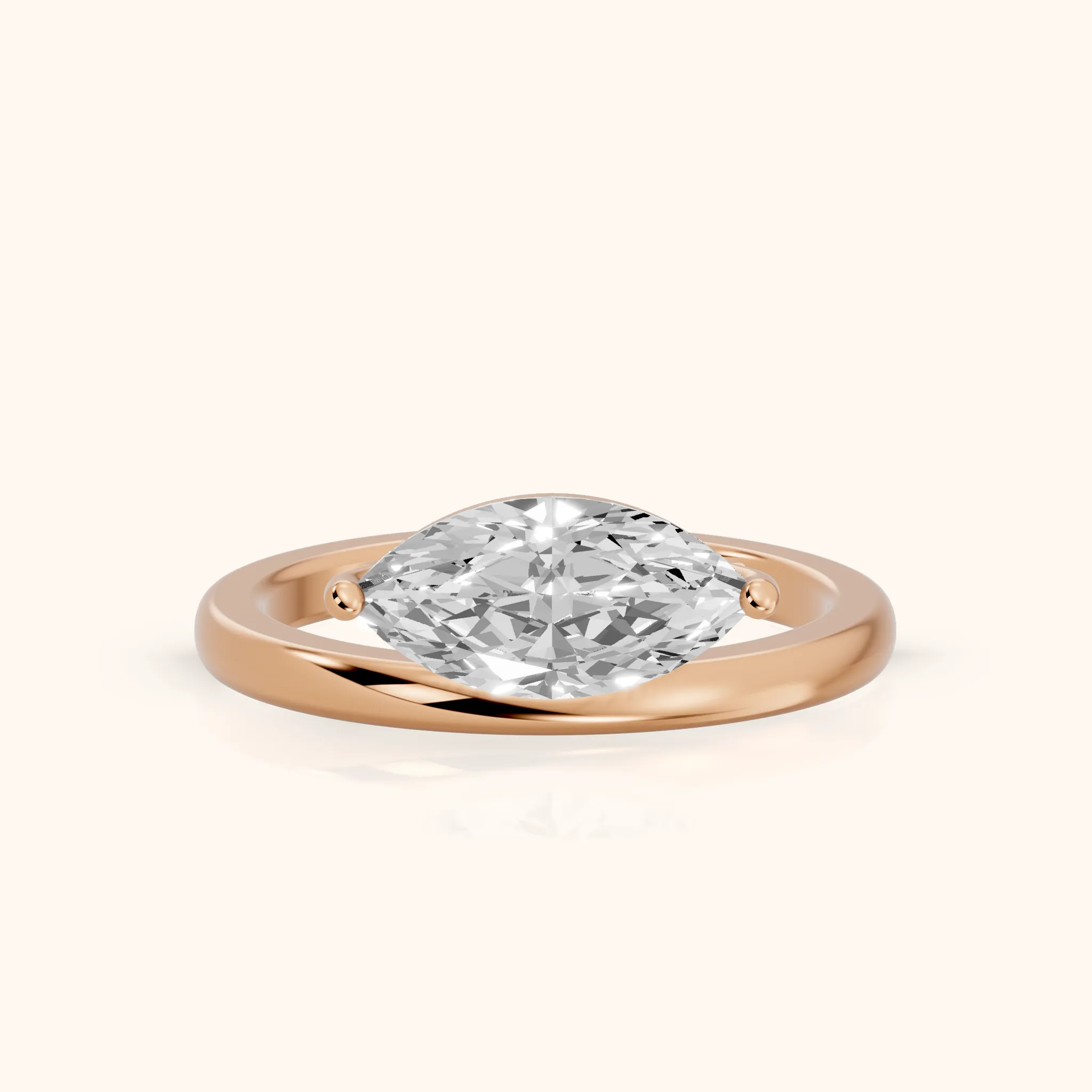Maisie Four Prong Solitaire Marquise Diamond Engagement Ring in Rose Gold — view 1