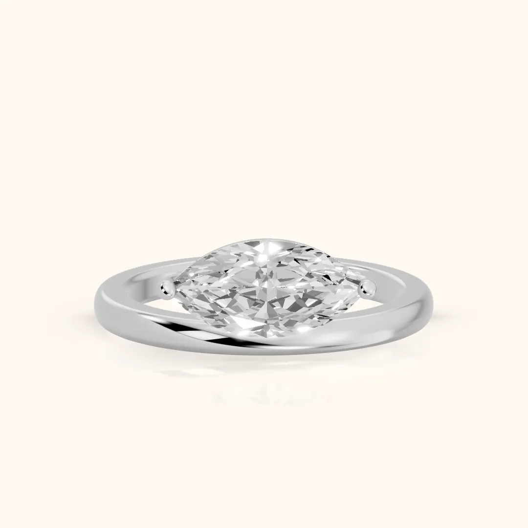 Maisie Four Prong Solitaire Marquise Diamond Engagement Ring in Silver — view 2