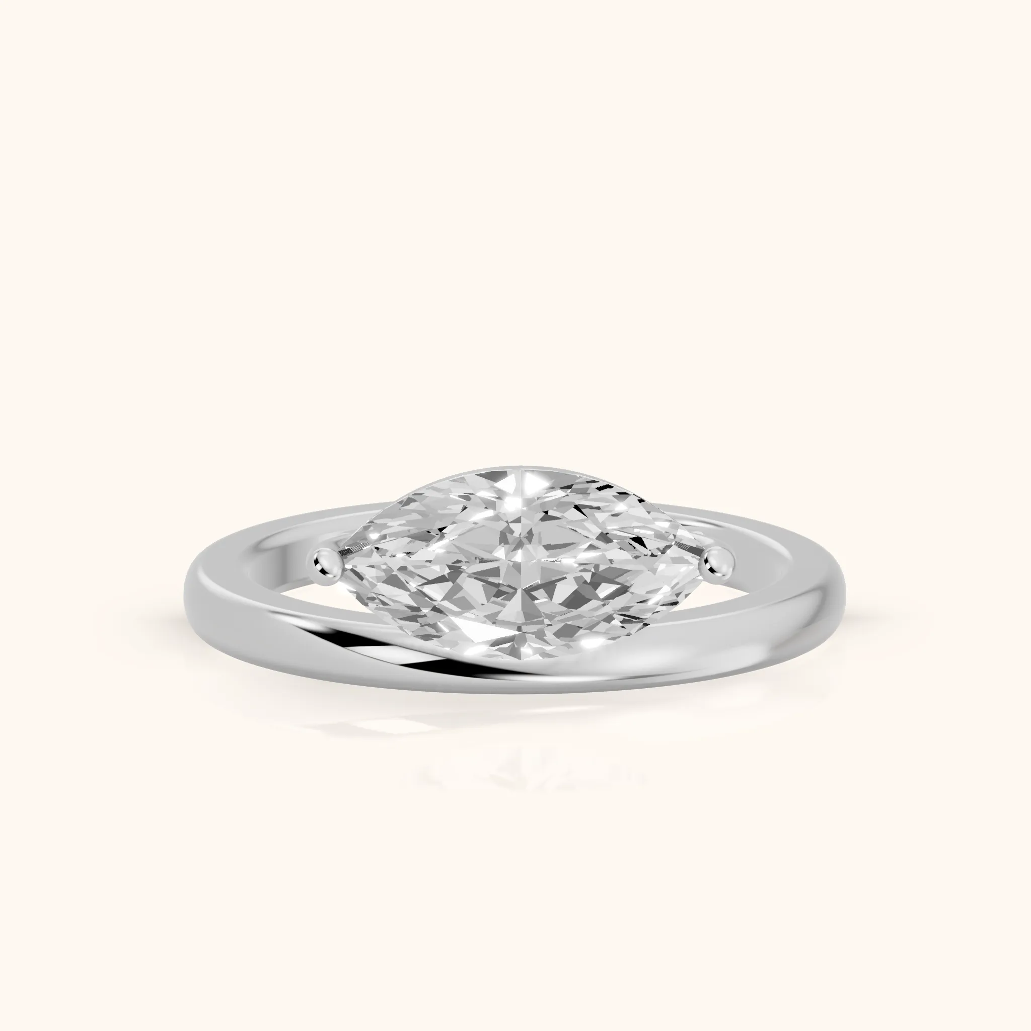 Maisie Four Prong Solitaire Marquise Diamond Engagement Ring in Silver — view 1