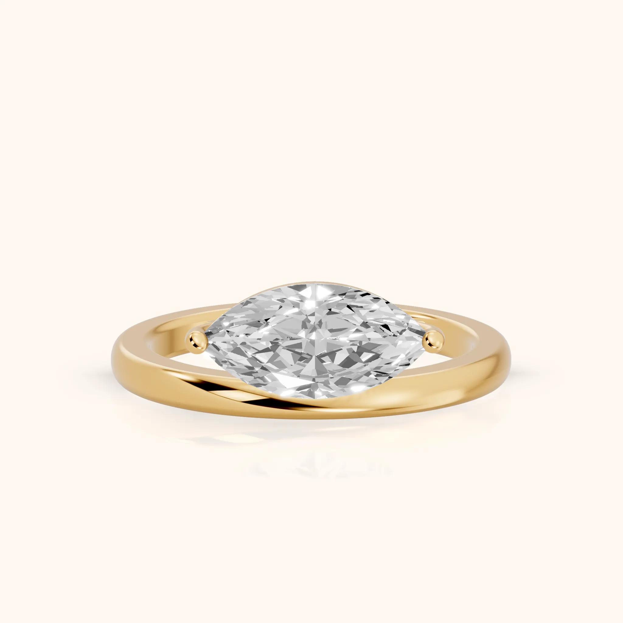 Maisie Four Prong Solitaire Marquise Diamond Engagement Ring in Yellow Gold — view 1