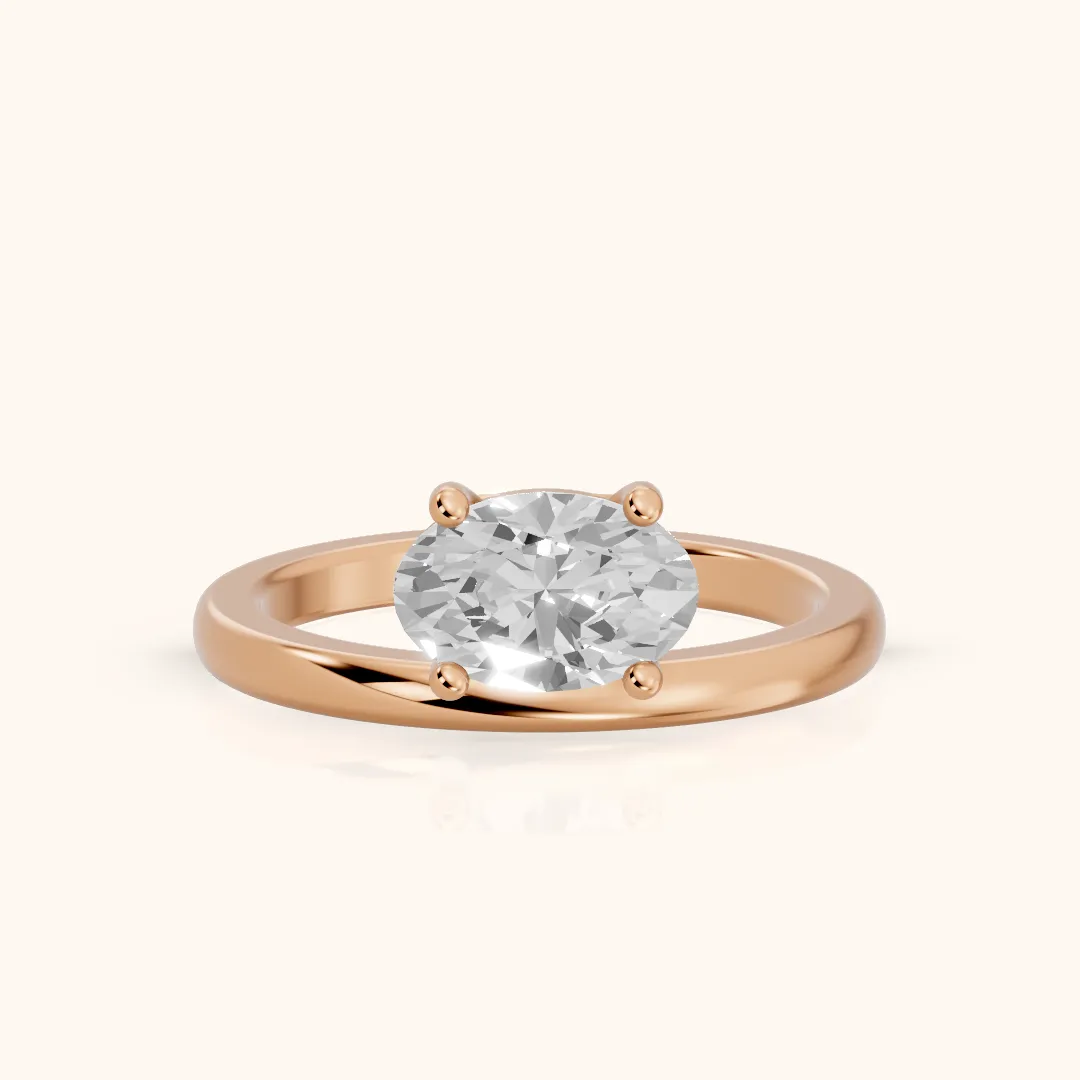 Maisie Four Prong Solitaire Oval Diamond Engagement Ring in Rose Gold — view 2