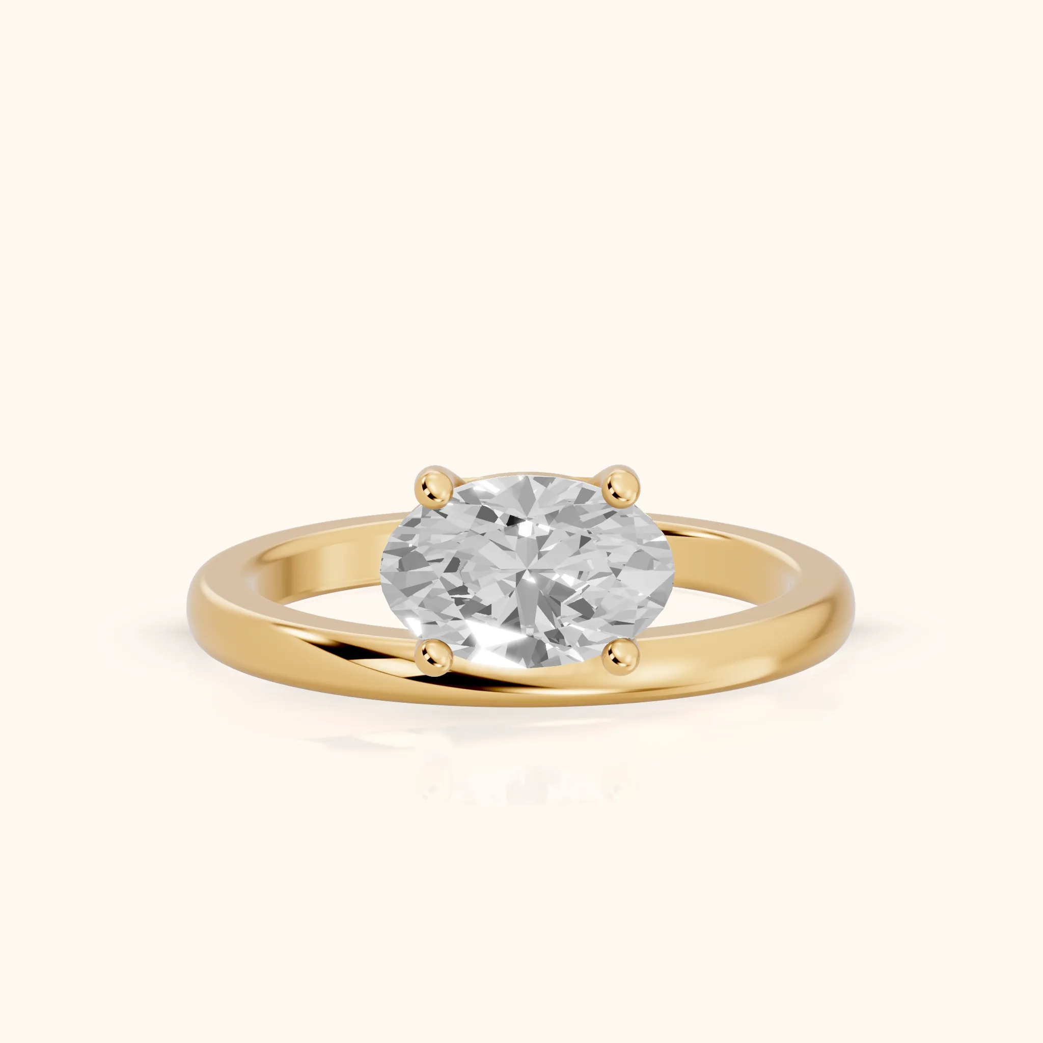 Maisie Four Prong Solitaire Oval Diamond Engagement Ring in Yellow Gold — view 1