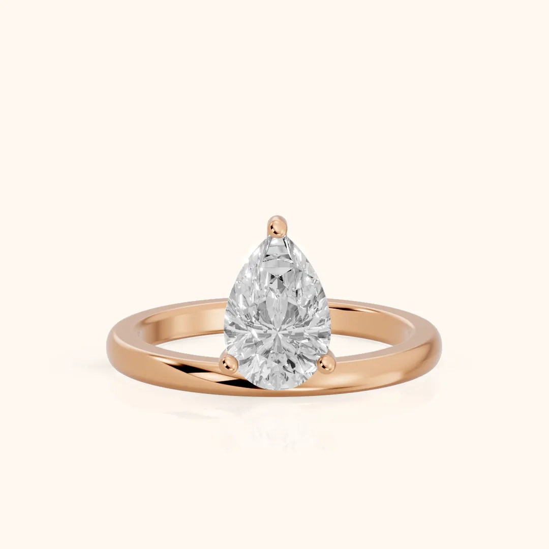 Maisie Four Prong Solitaire Pear Diamond Engagement Ring in Rose Gold — view 2