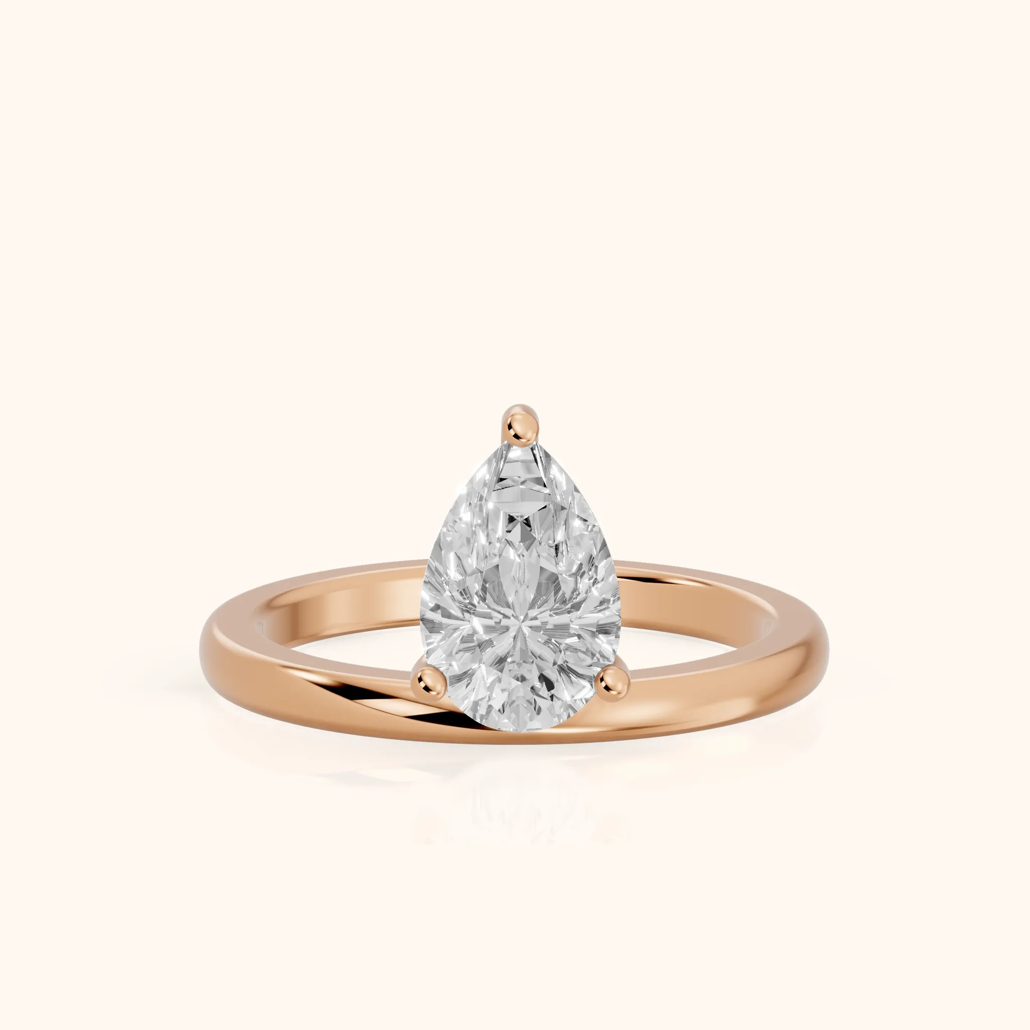 Maisie Four Prong Solitaire Pear Diamond Engagement Ring in Rose Gold — view 1