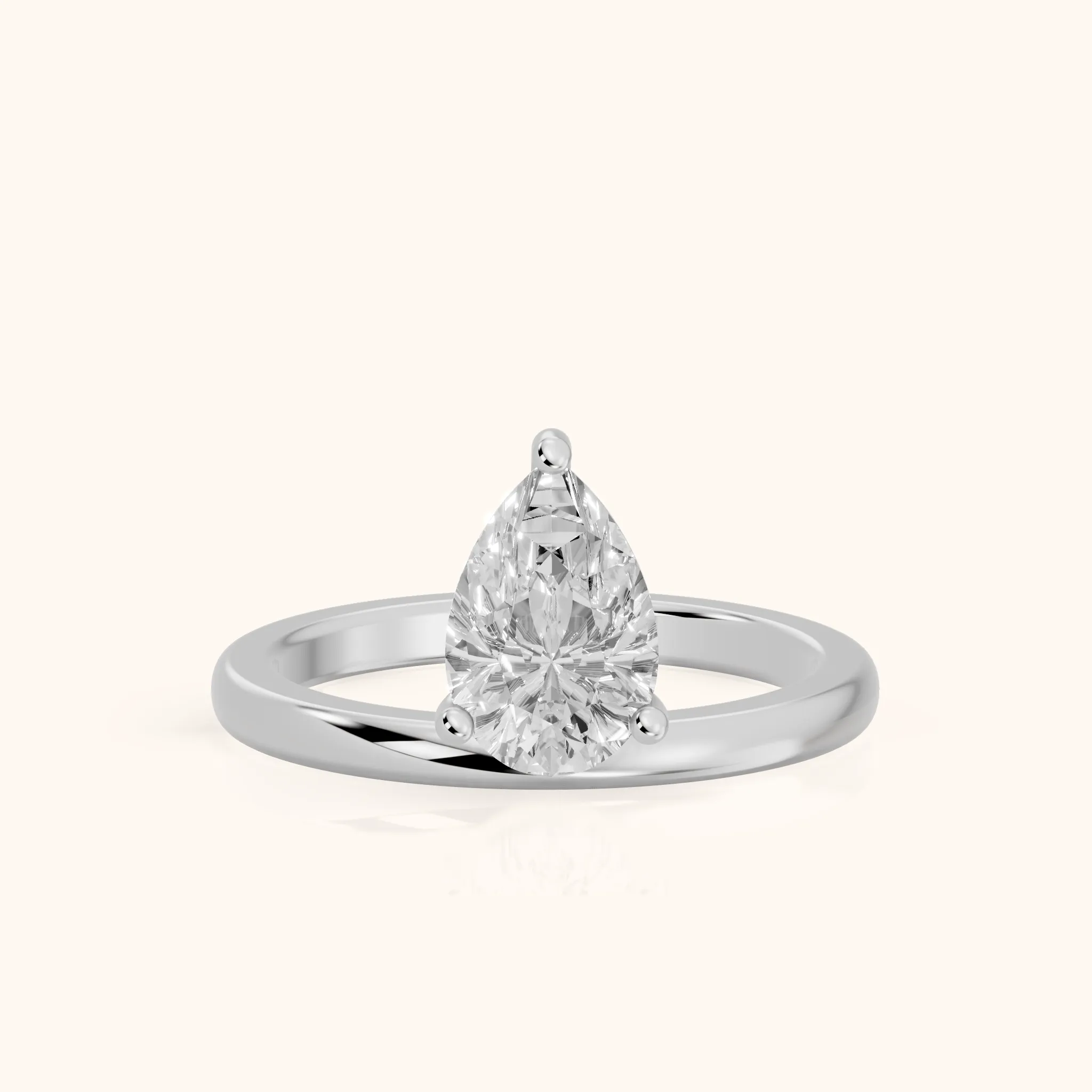 Maisie Four Prong Solitaire Pear Diamond Engagement Ring in White Gold — view 1