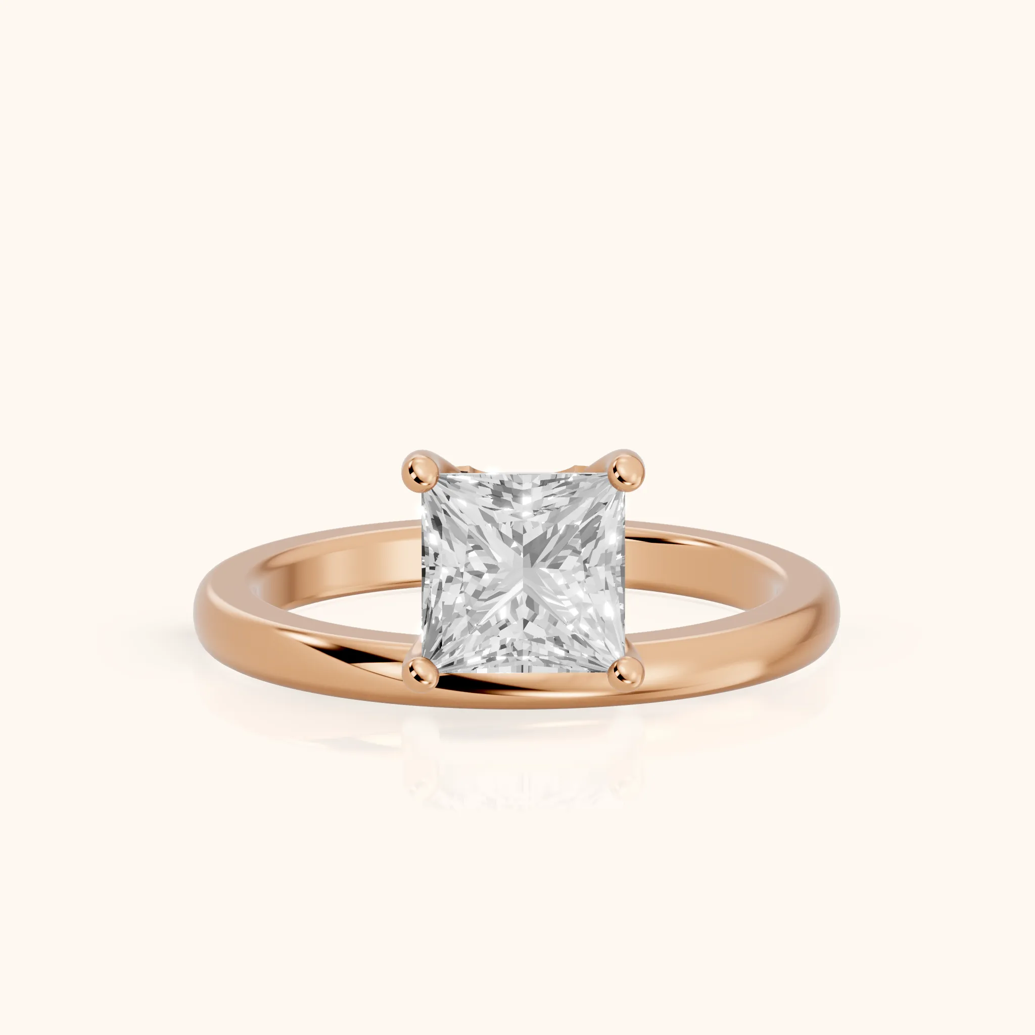 Maisie Four Prong Solitaire Princess Diamond Engagement Ring in Rose Gold — view 1