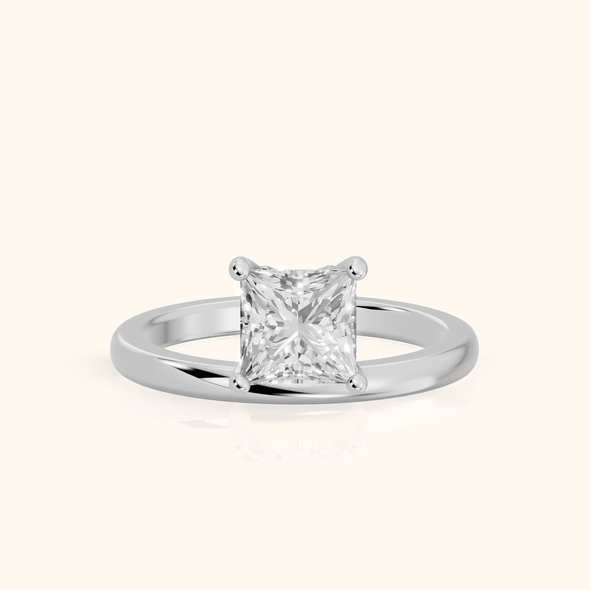 Maisie Four Prong Solitaire Princess Diamond Engagement Ring in White Gold — view 1