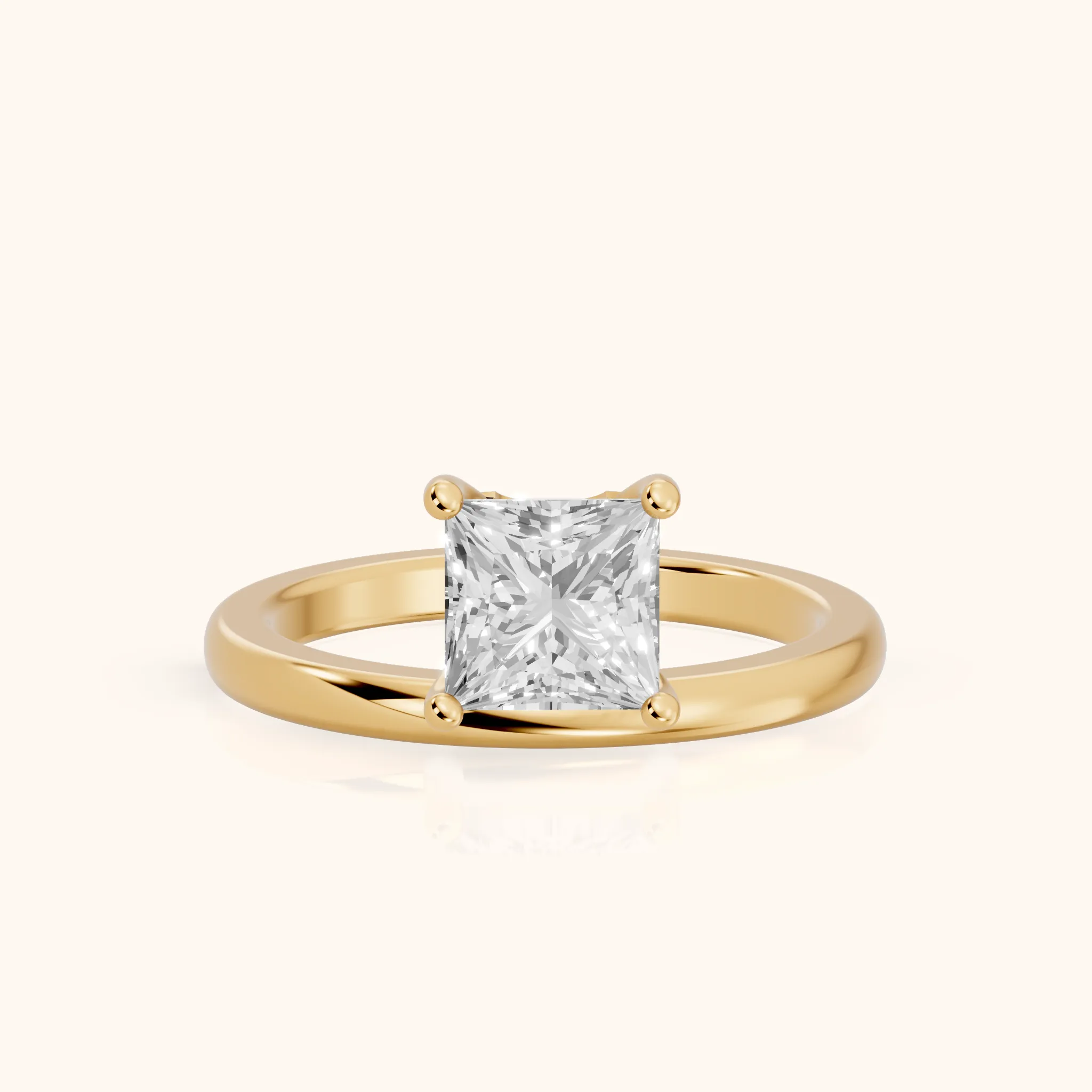 Maisie Four Prong Solitaire Princess Diamond Engagement Ring in Yellow Gold — view 1