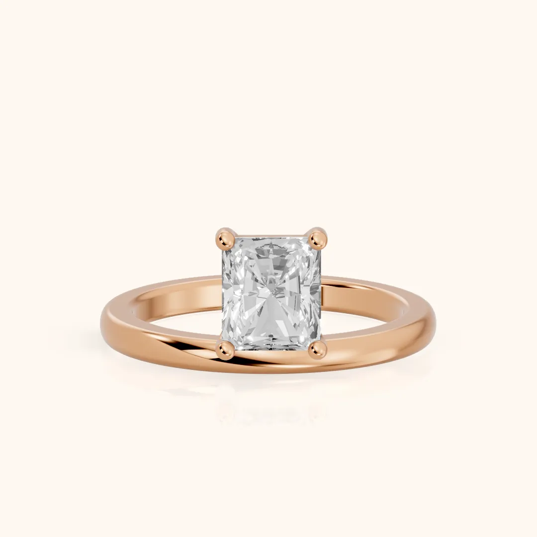 Maisie Four Prong Solitaire Radiant Diamond Engagement Ring in Rose Gold — view 2