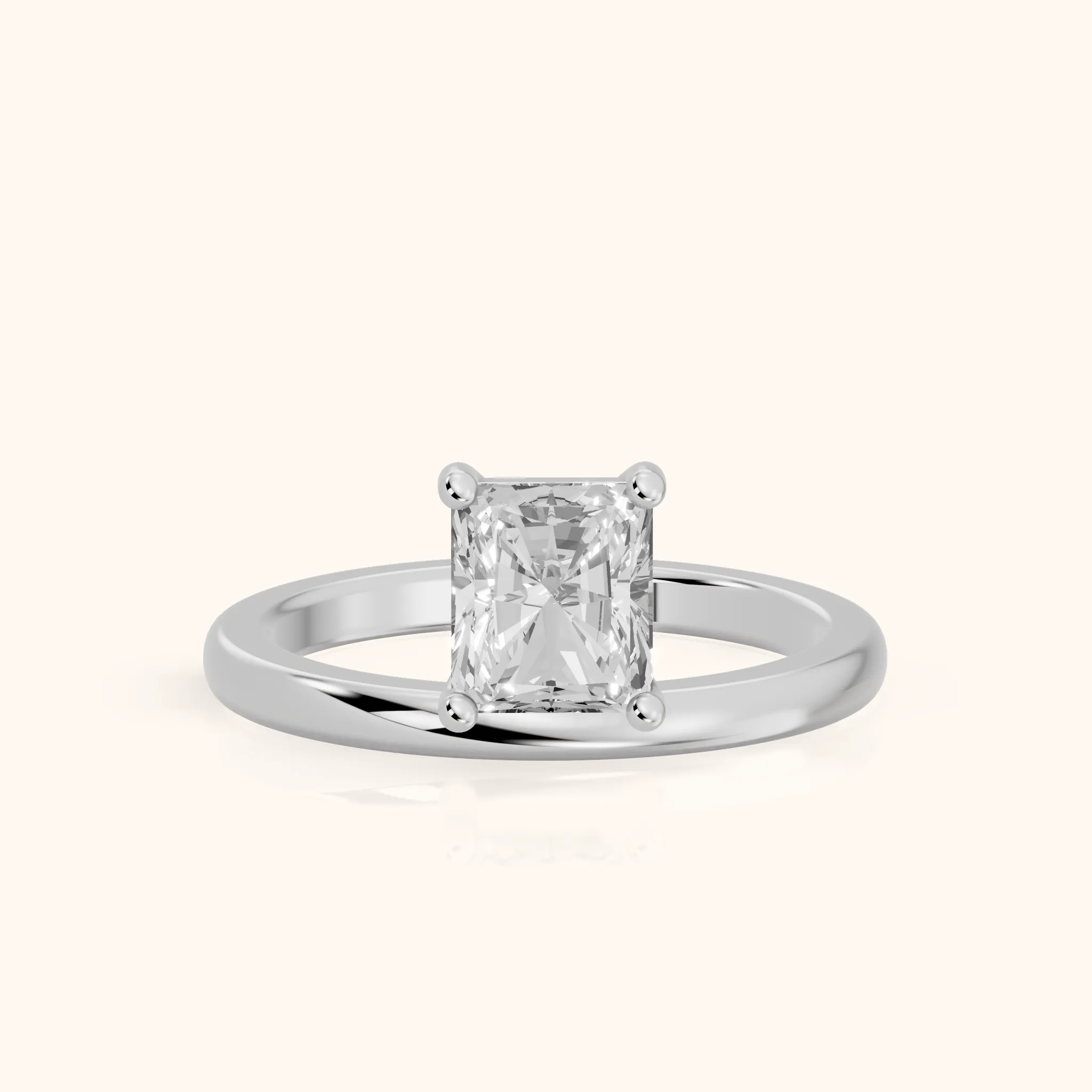 Maisie Four Prong Solitaire Radiant Diamond Engagement Ring in Platinum — view 1