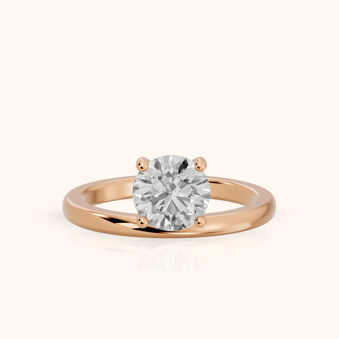 Maisie Four Prong Solitaire Round Diamond Engagement Ring in Rose Gold — view 2
