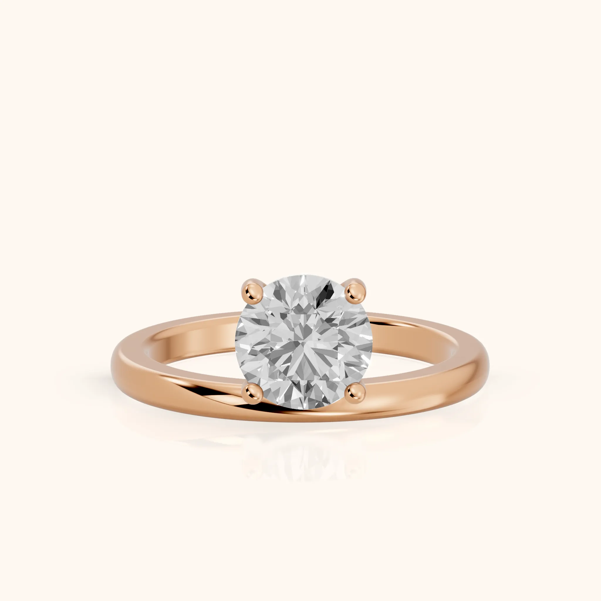 Maisie Four Prong Solitaire Round Diamond Engagement Ring in Rose Gold — view 1