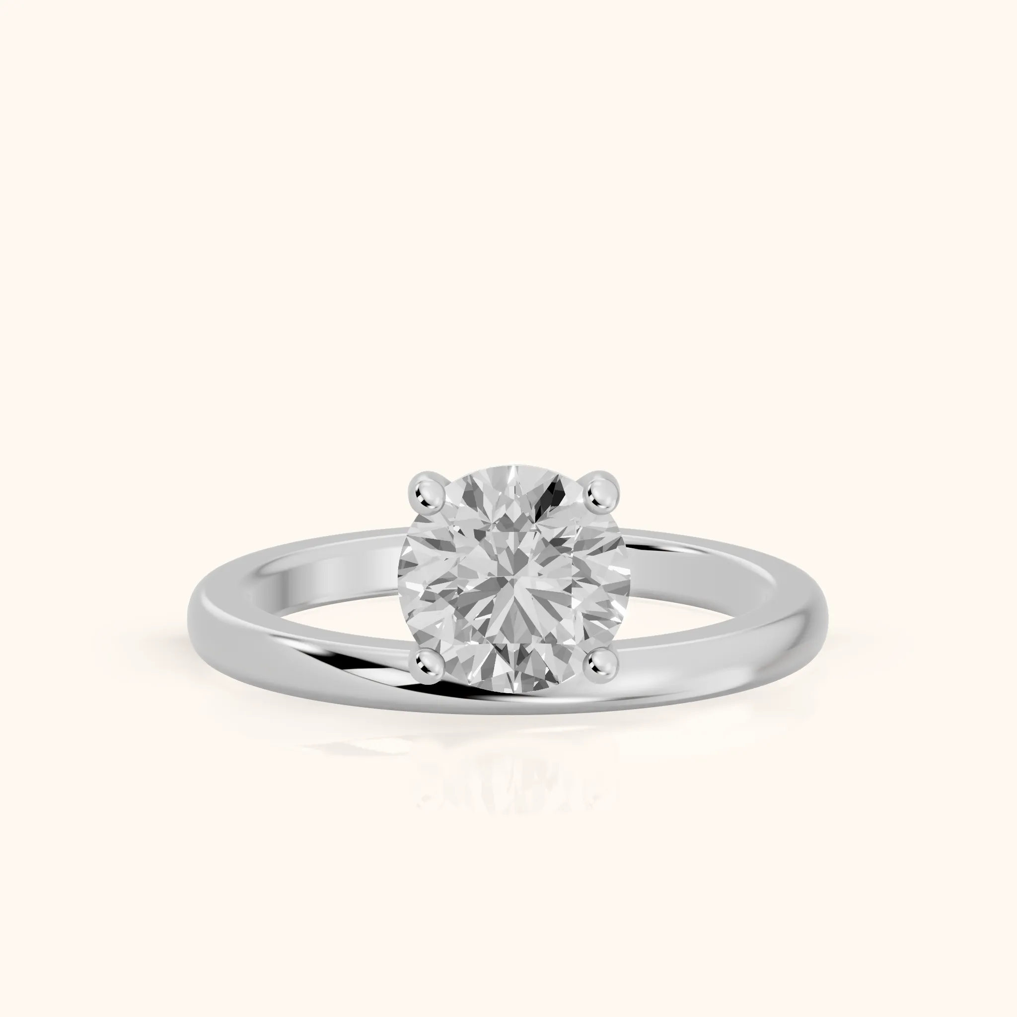 Maisie Four Prong Solitaire Round Diamond Engagement Ring in Silver — view 1