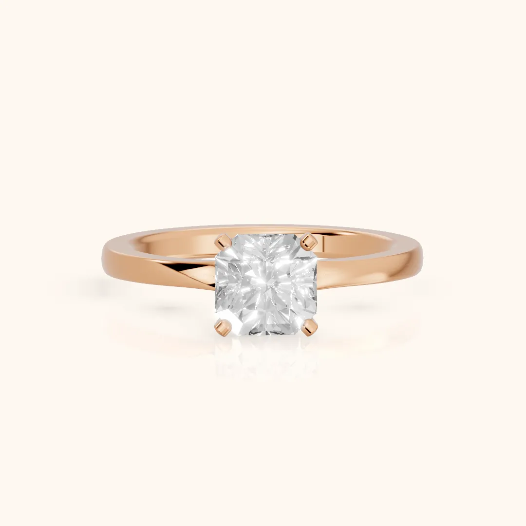 Matilda Cathedral Solitaire Asscher Diamond Engagement Ring in Rose Gold — view 2
