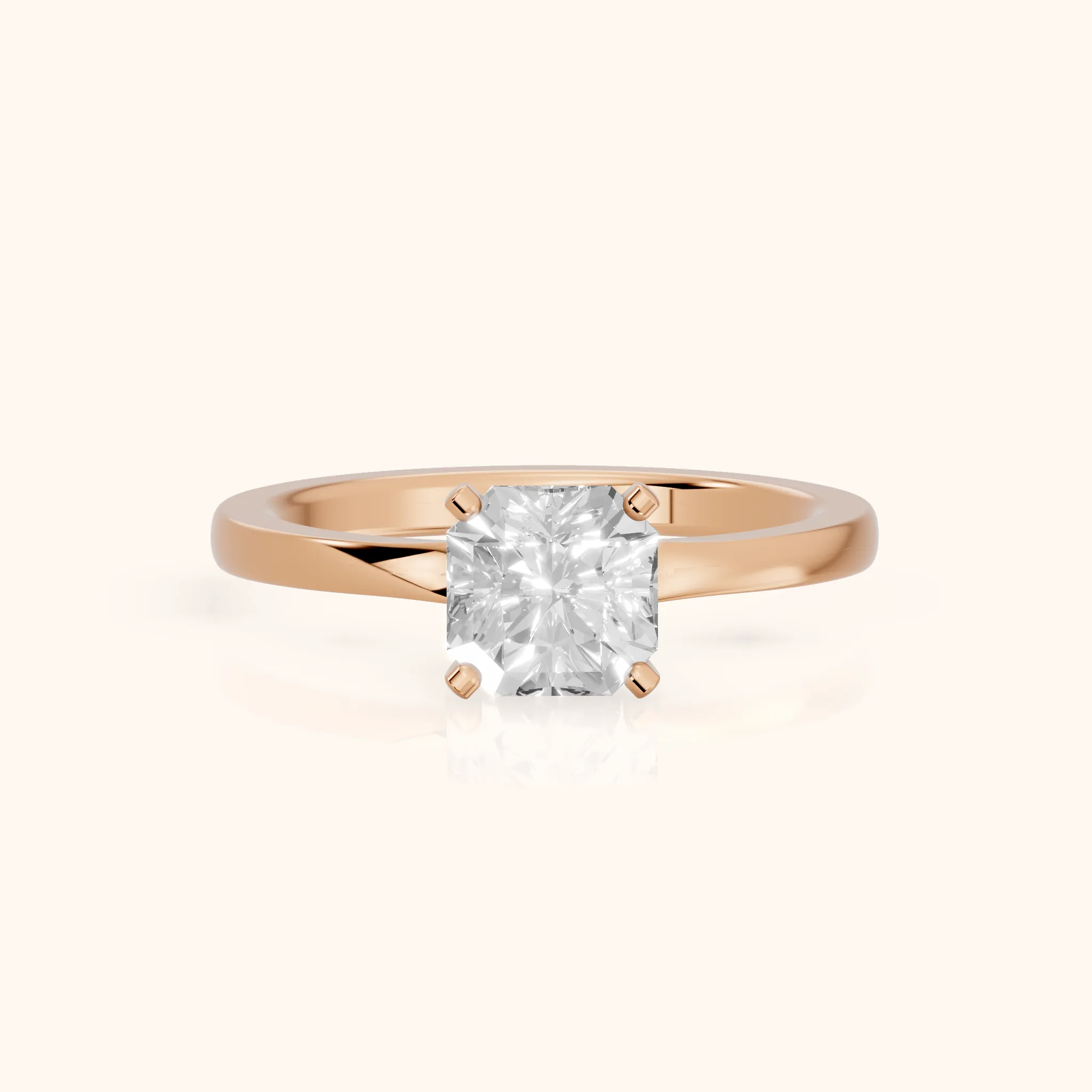 Matilda Cathedral Solitaire Asscher Diamond Engagement Ring in Rose Gold — view 1