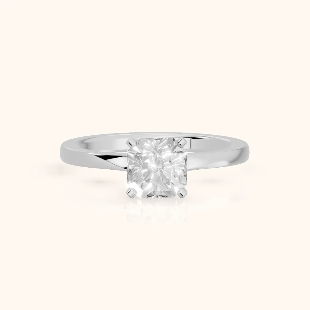 Matilda Cathedral Solitaire Asscher Diamond Engagement Ring in Silver — view 2