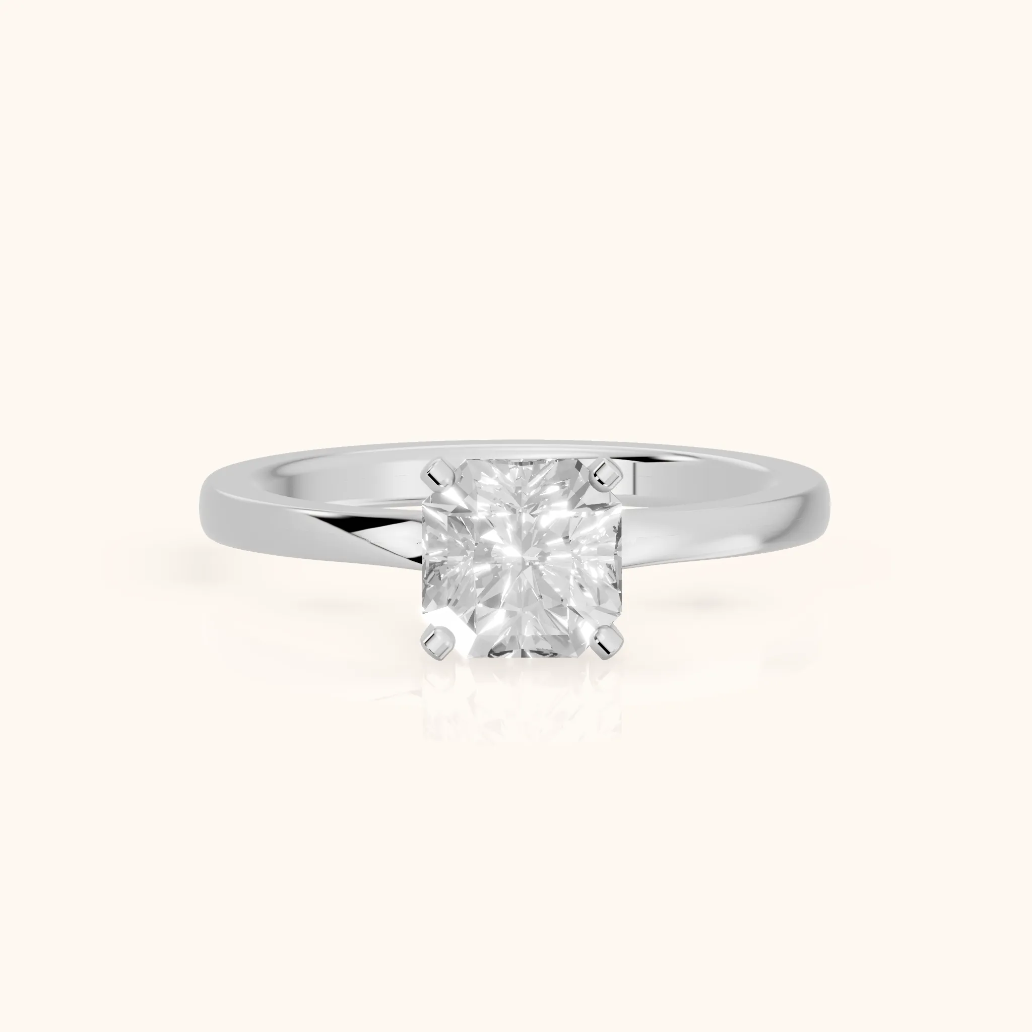 Matilda Cathedral Solitaire Asscher Diamond Engagement Ring in Silver — view 1