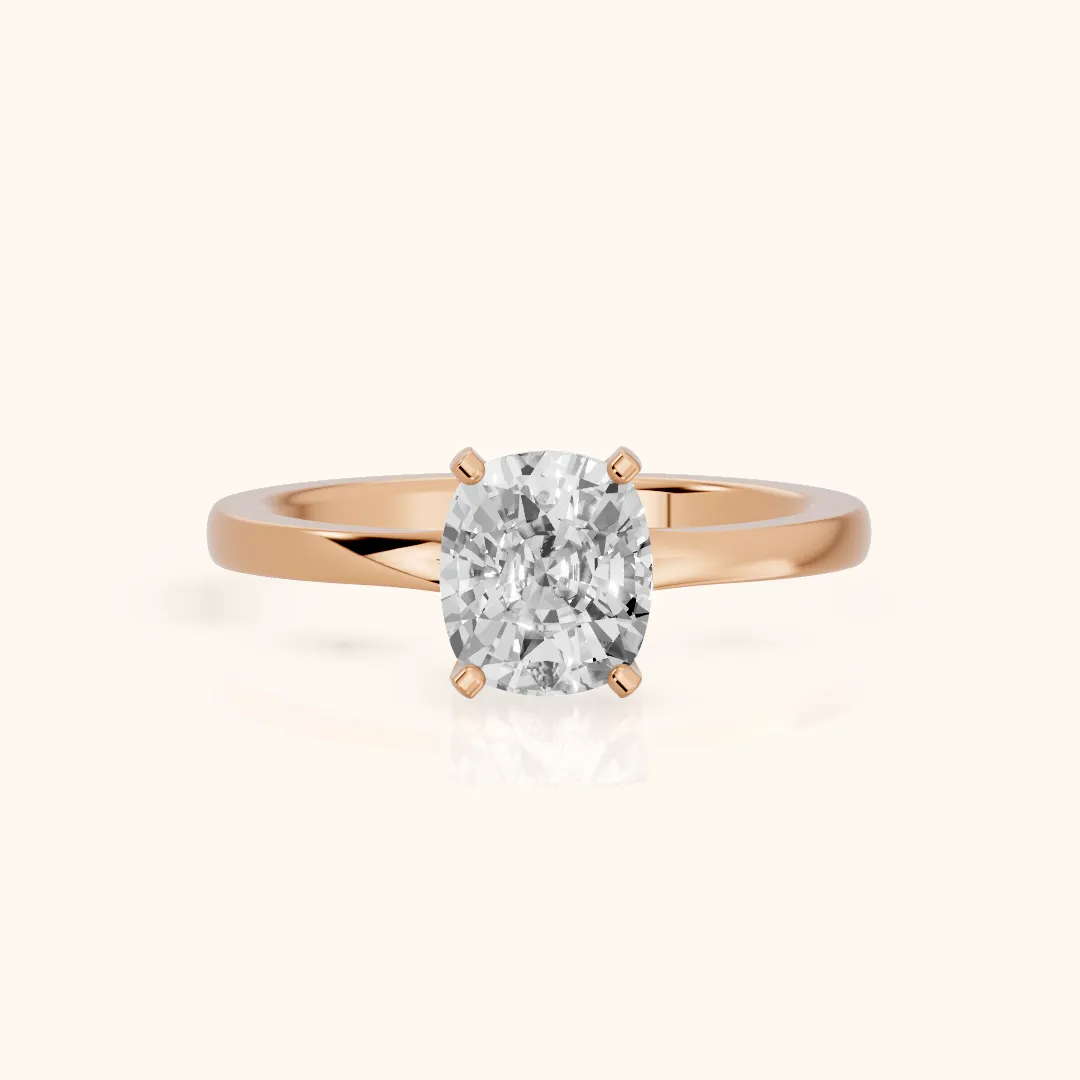 Matilda Cathedral Solitaire Cushion Diamond Engagement Ring in Rose Gold — view 2