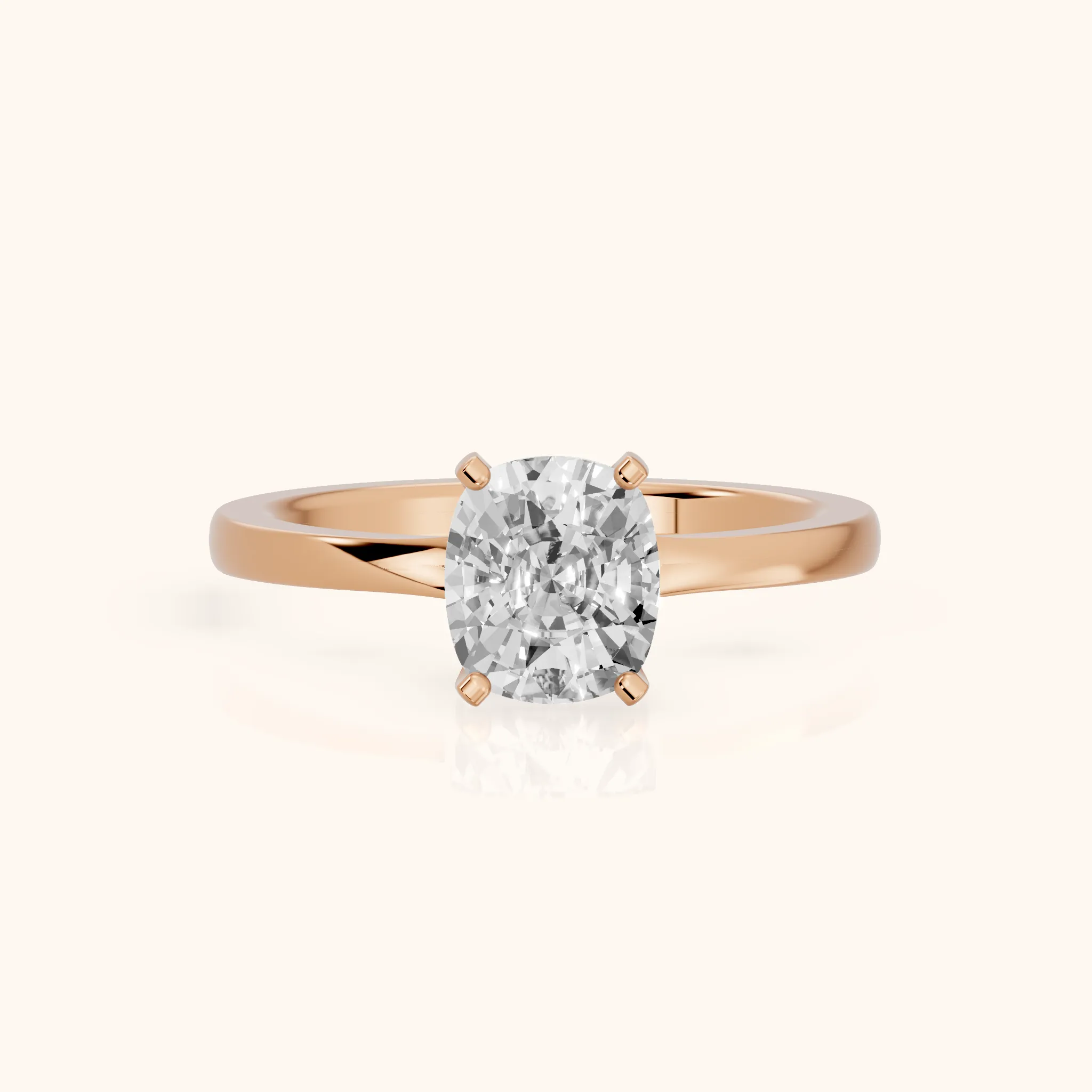 Matilda Cathedral Solitaire Cushion Diamond Engagement Ring in Rose Gold — view 1