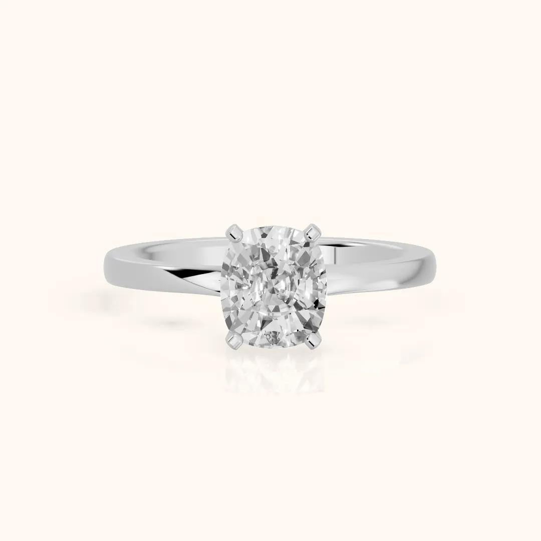 Matilda Cathedral Solitaire Cushion Diamond Engagement Ring in Silver — view 2