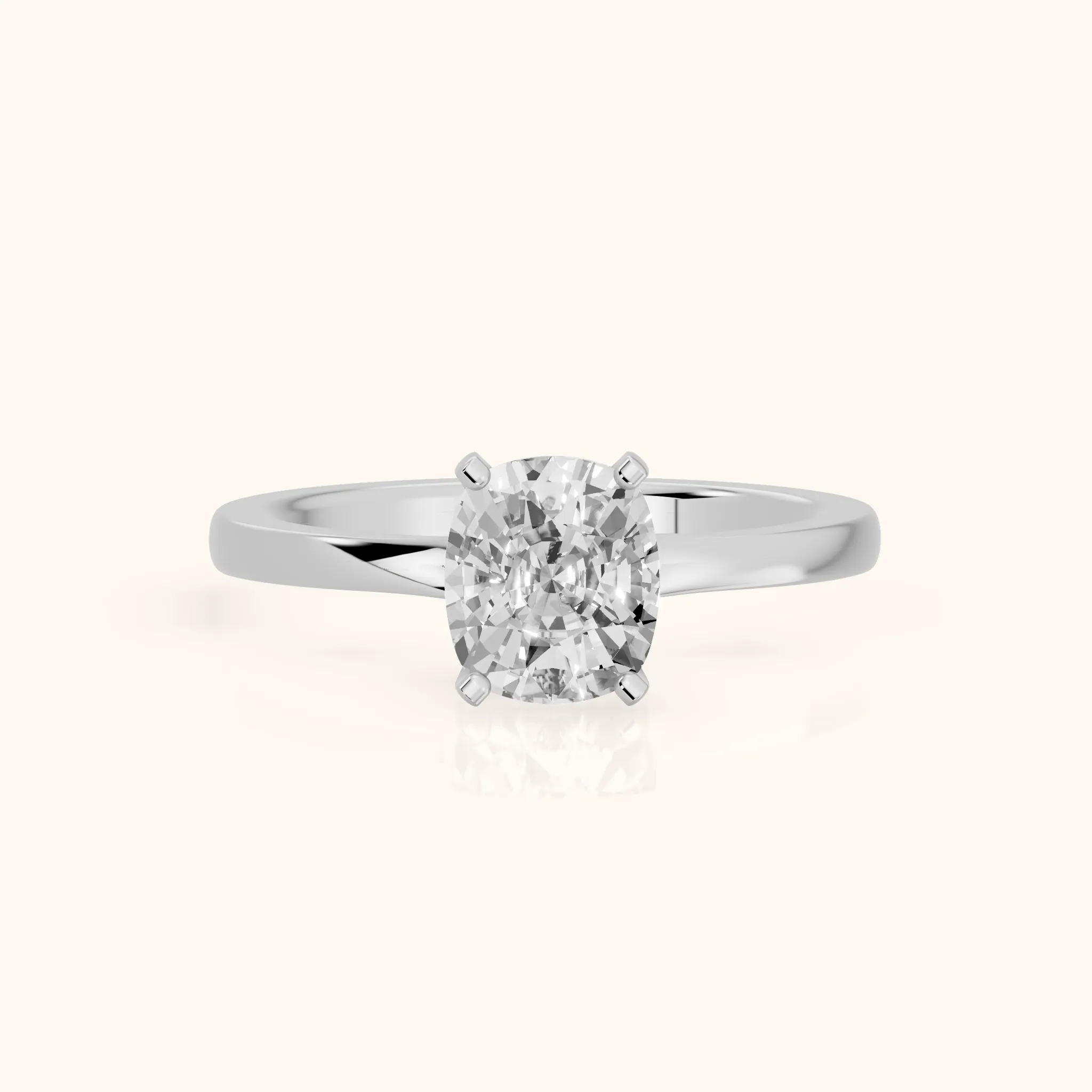 Matilda Cathedral Solitaire Cushion Diamond Engagement Ring in Silver — view 1