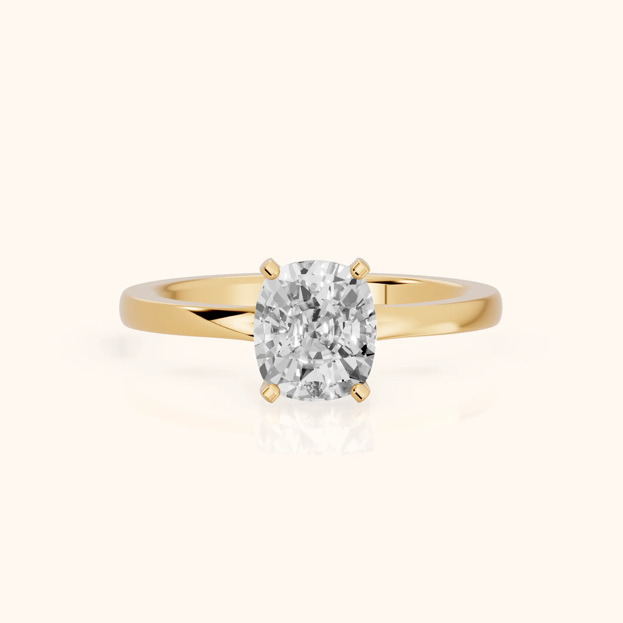 Matilda Cathedral Solitaire Cushion Diamond Engagement Ring in Yellow Gold — view 1