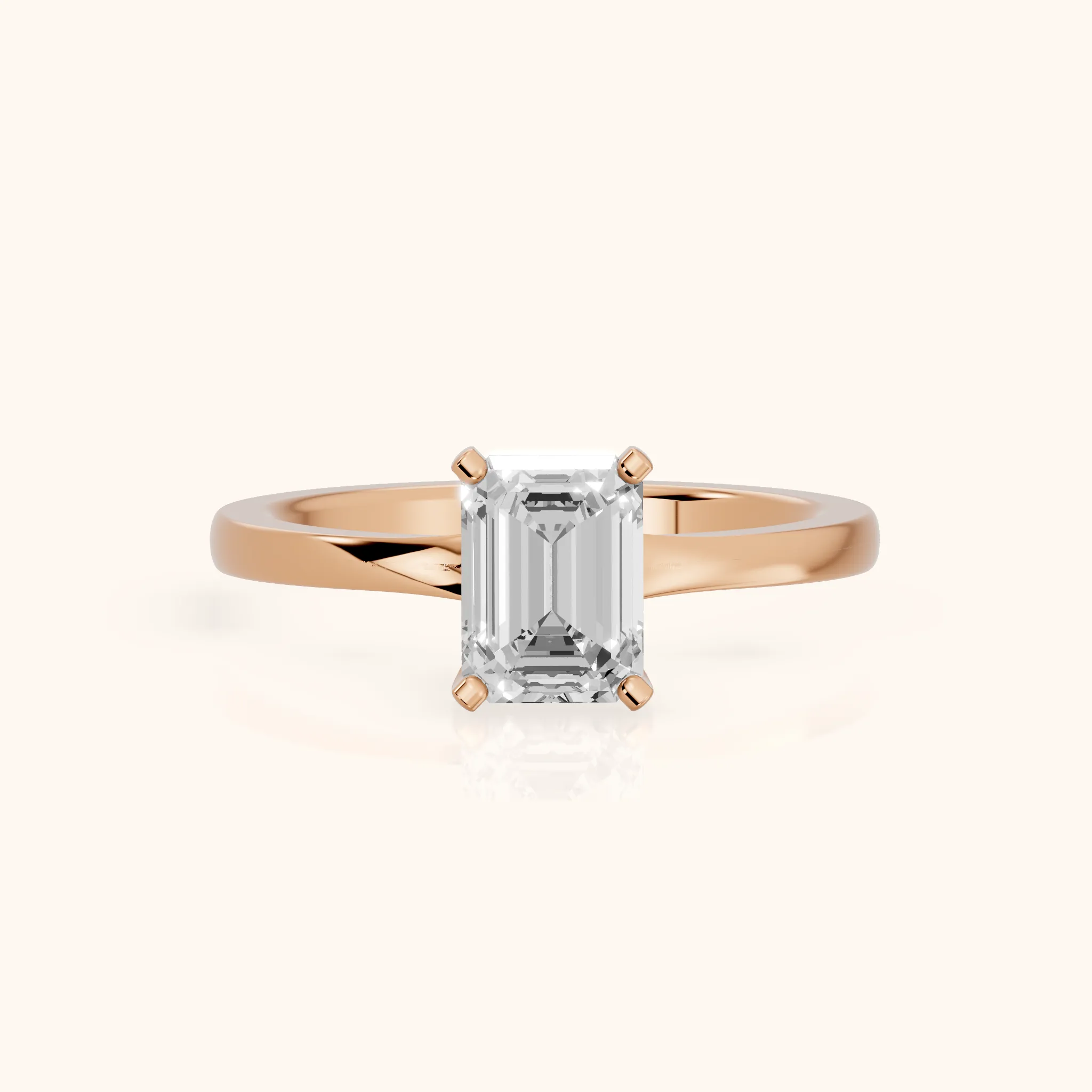 Matilda Cathedral Solitaire Emerald Diamond Engagement Ring in Rose Gold — view 1