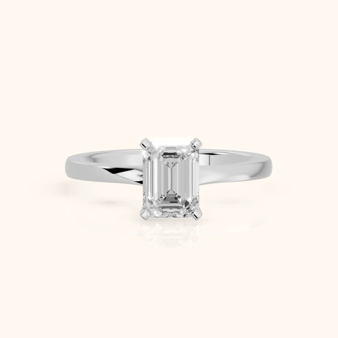 Matilda Cathedral Solitaire Emerald Diamond Engagement Ring in Silver — view 2