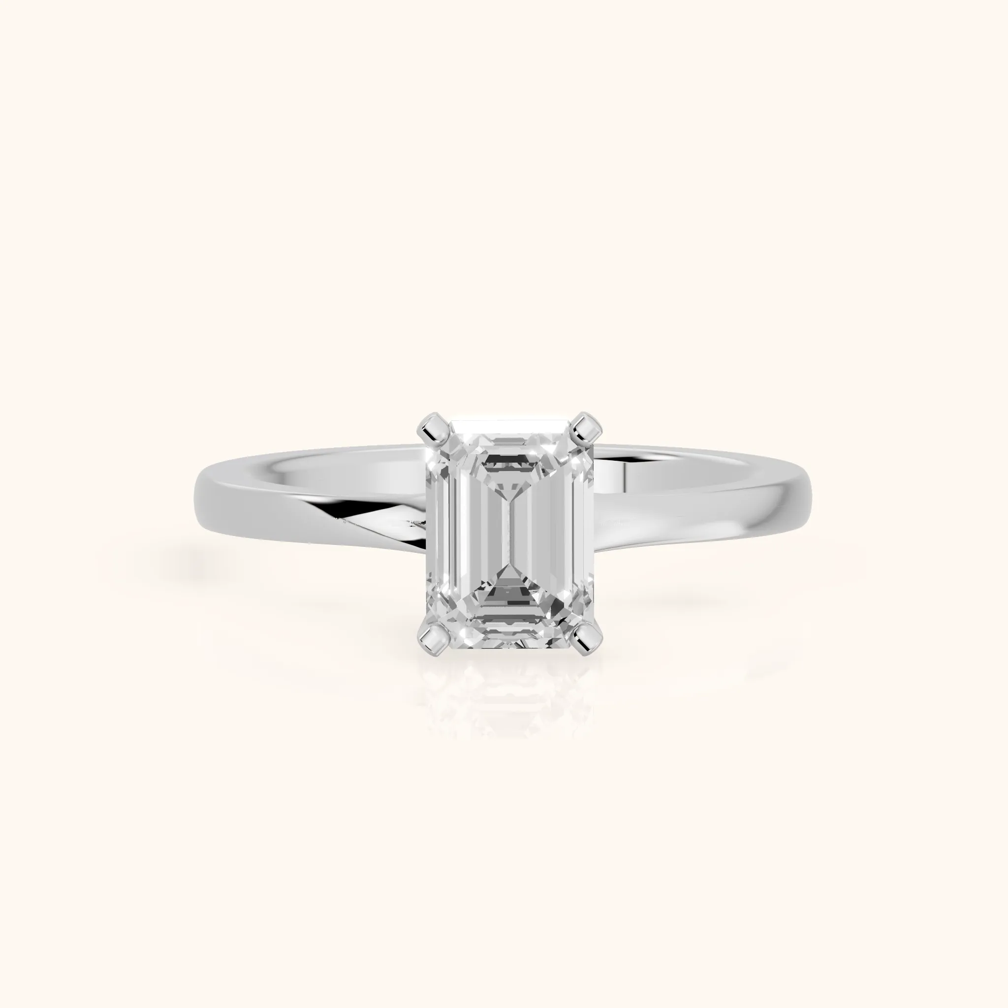 Matilda Cathedral Solitaire Emerald Diamond Engagement Ring in Silver — view 1