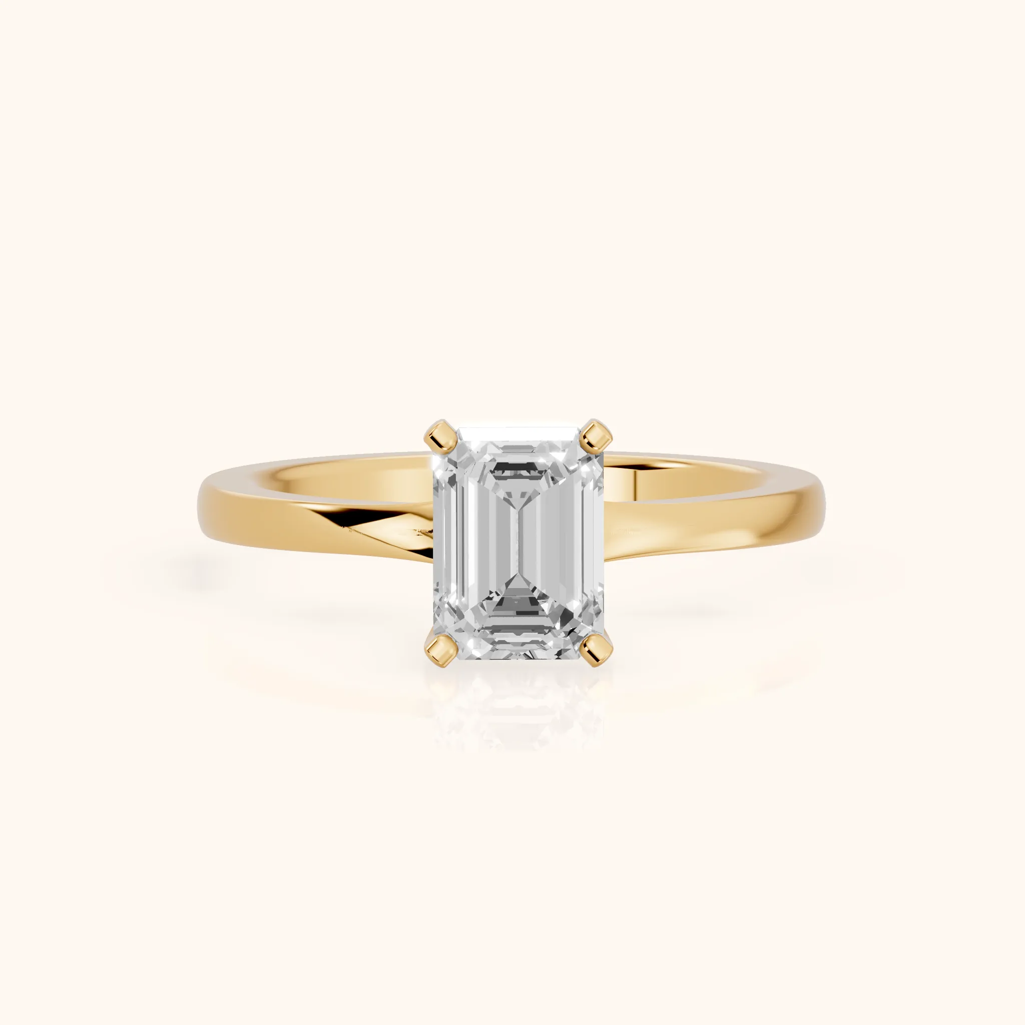 Matilda Cathedral Solitaire Emerald Diamond Engagement Ring in Yellow Gold — view 1